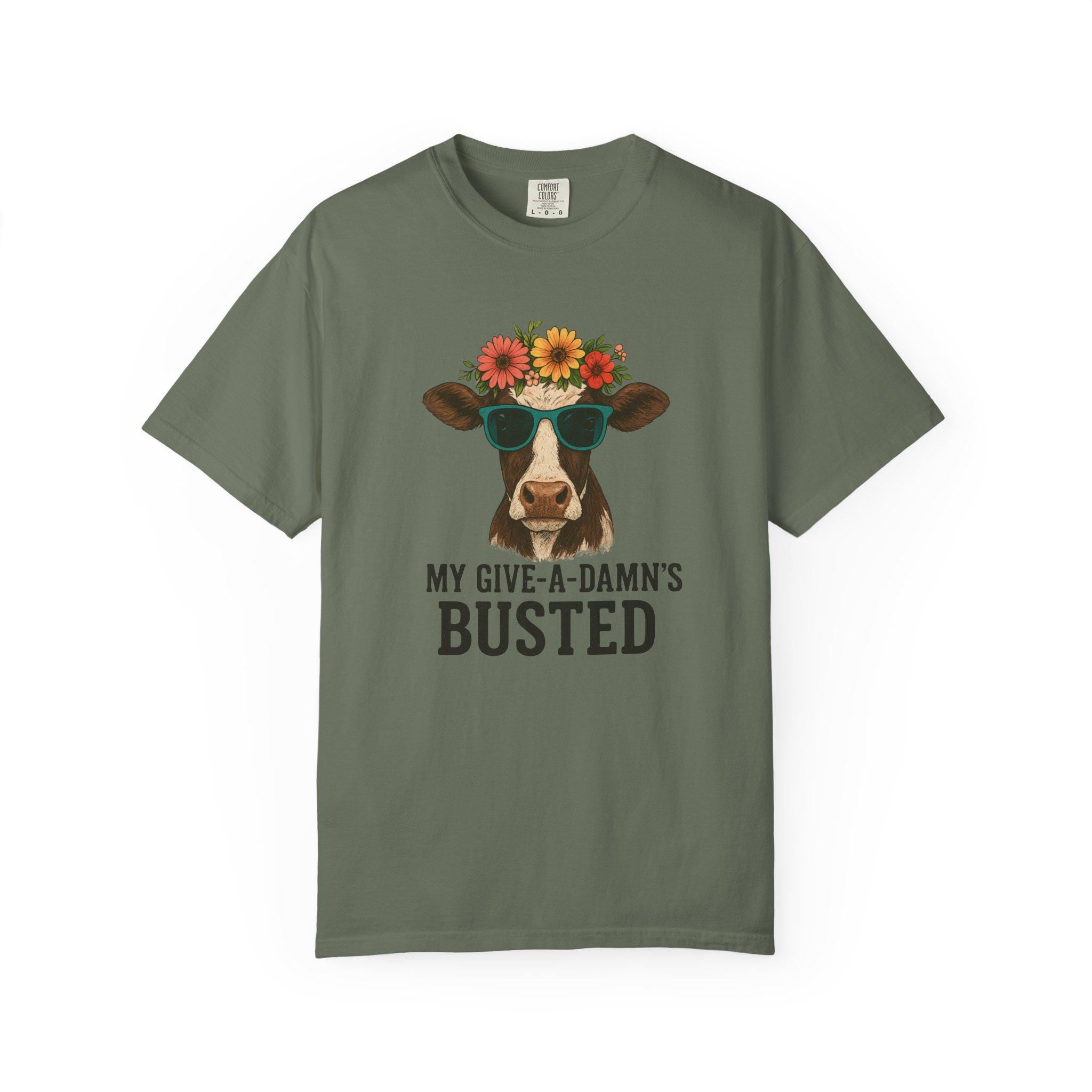 Busted Give-a-Damn Cow Graphic T-Shirt, Unisex Vintage Tee
