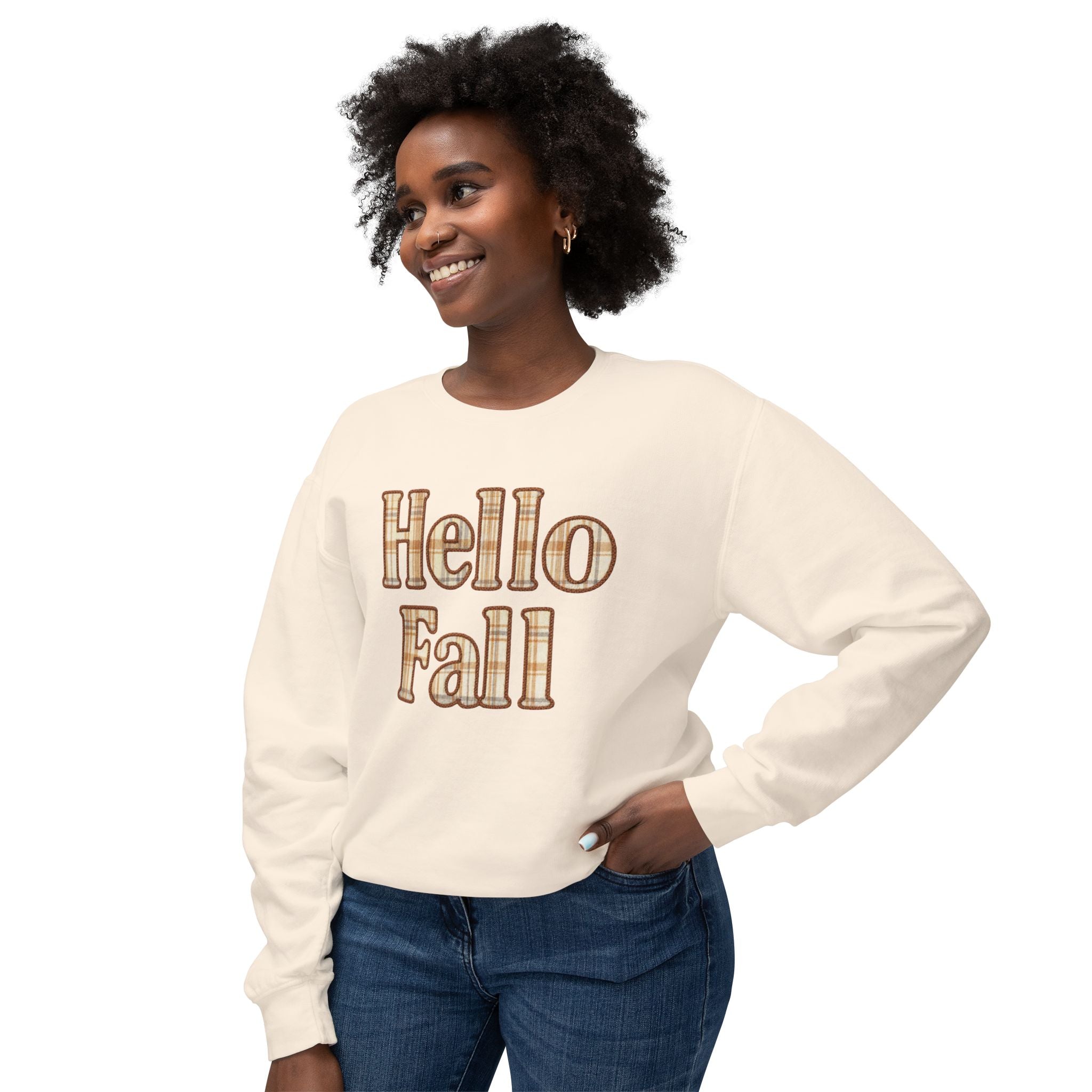 Hello Fall Plaid Design | Faux Embroidery Appliqué Fall Shirt Design