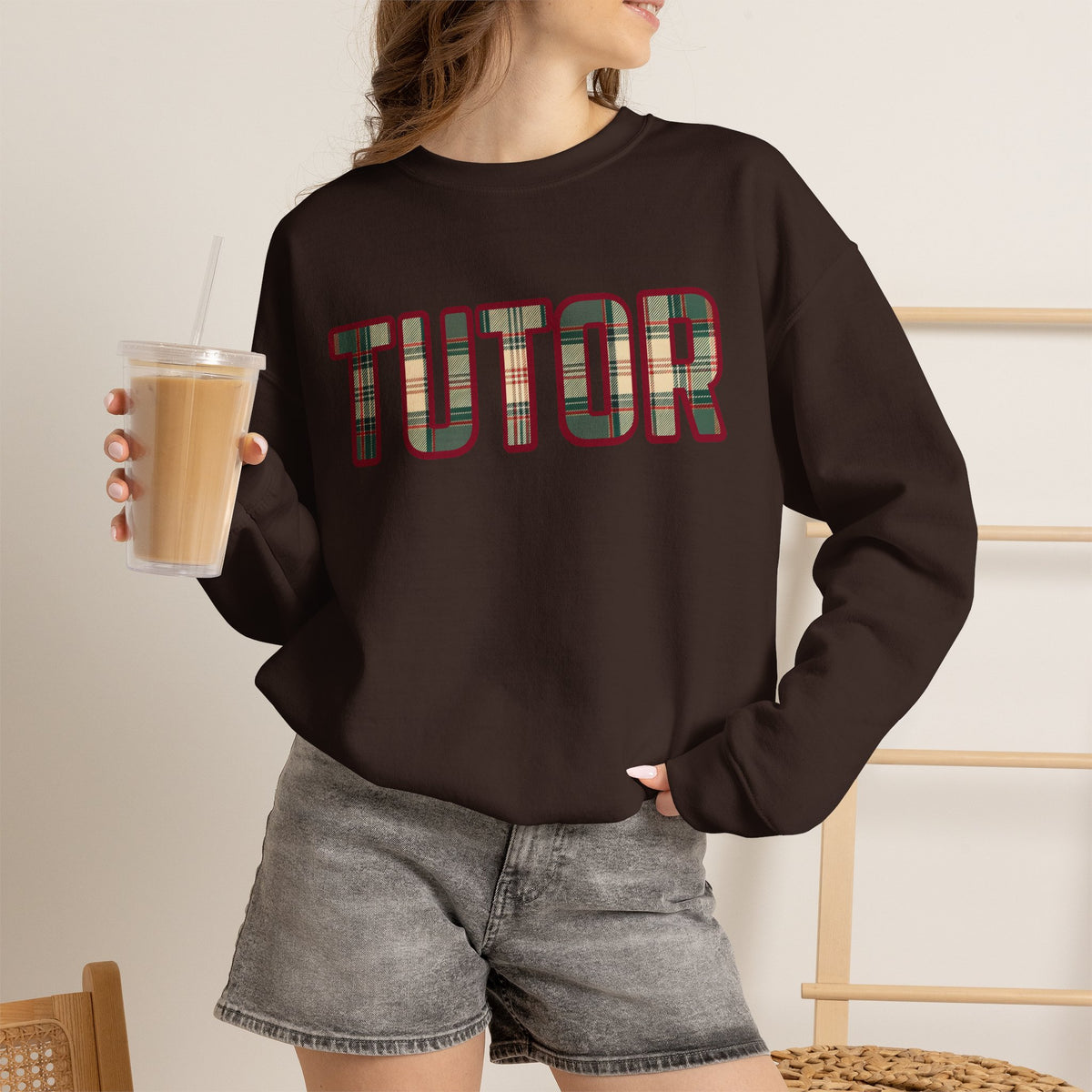 Tutor Plaid Sweatshirt, Teacher Appreciation Gift, Tutoring Crewneck, Teacher Sweater, Gift for Tutor, Plaid Font Sweatshirt" Plaid TrendTop