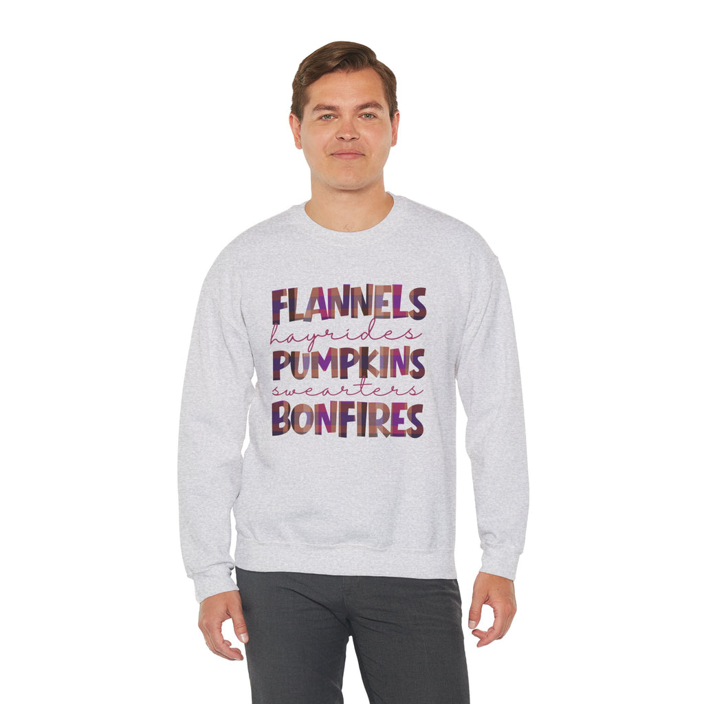 Fall Sweatshirt Flannels Pumpkins Bonfires Hayrides Sweaters Plaid Autumn Crewneck Cozy Fall Shirt Gift for Her