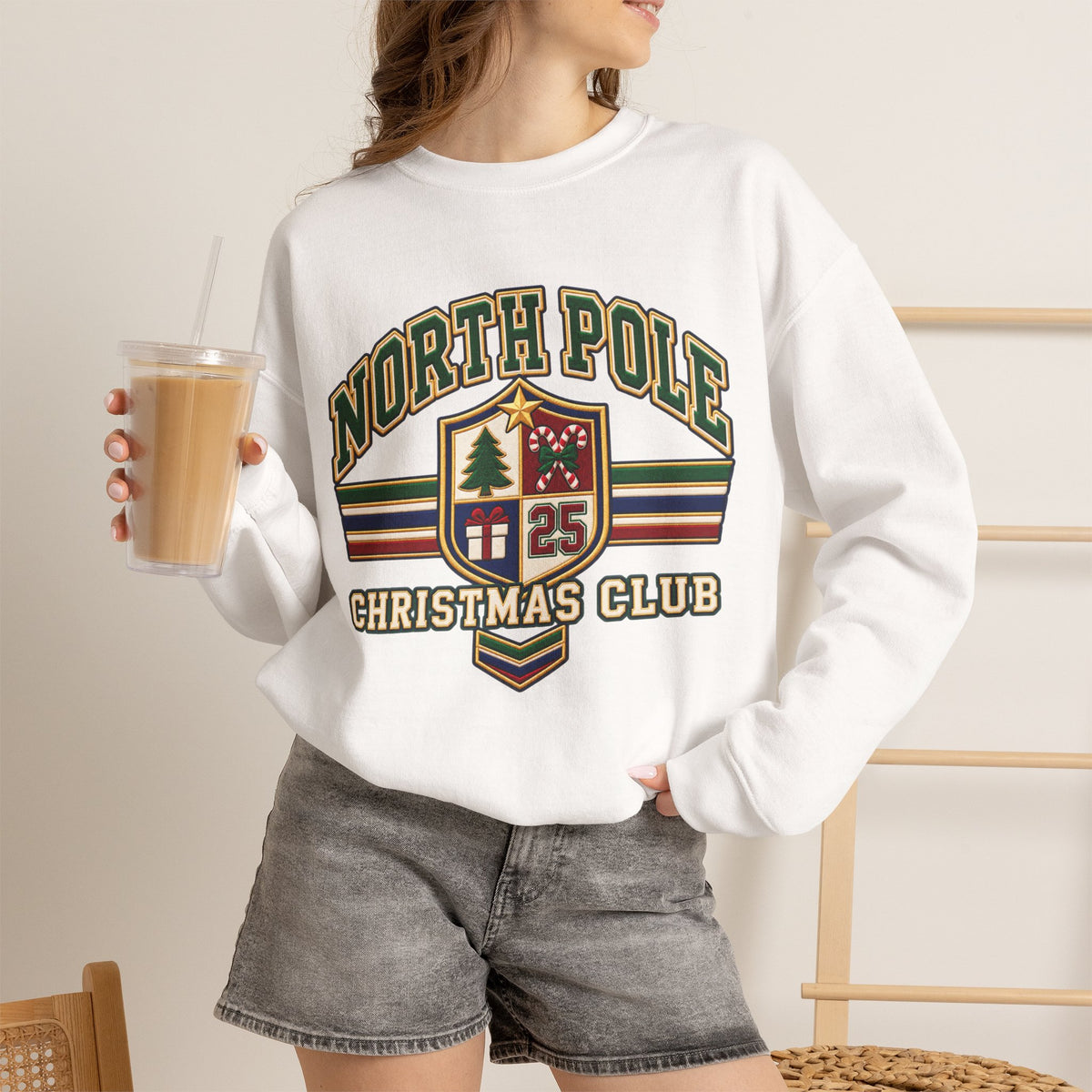 North Pole Christmas Club Sweatshirt, Retro Varsity Christmas Sweatshirt, Vintage Christmas Crewneck, Family Christmas Shirt, Xmas Gift