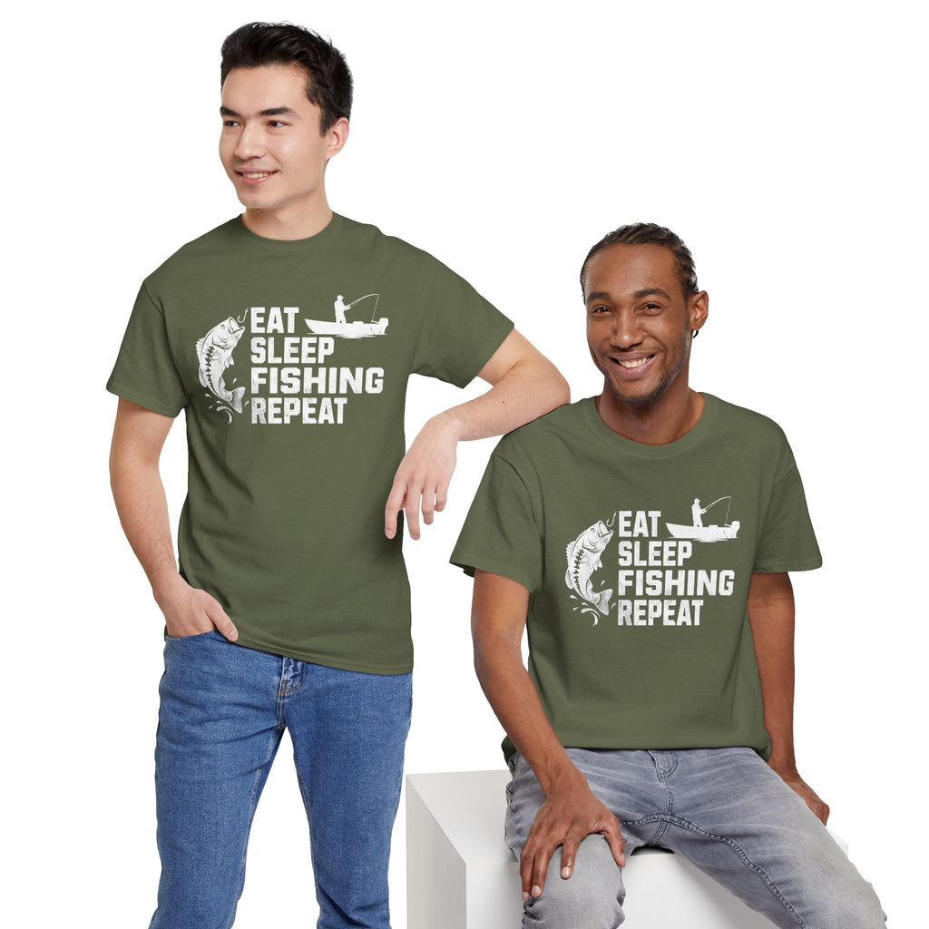 Eat Sleep Fishing Repeat Tee | Fishing Shirt, Bass Angler Graphic, Vintage Style Grunge T-Shirt, Fishing Lover Tee, Unisex, Men's T-Shirt