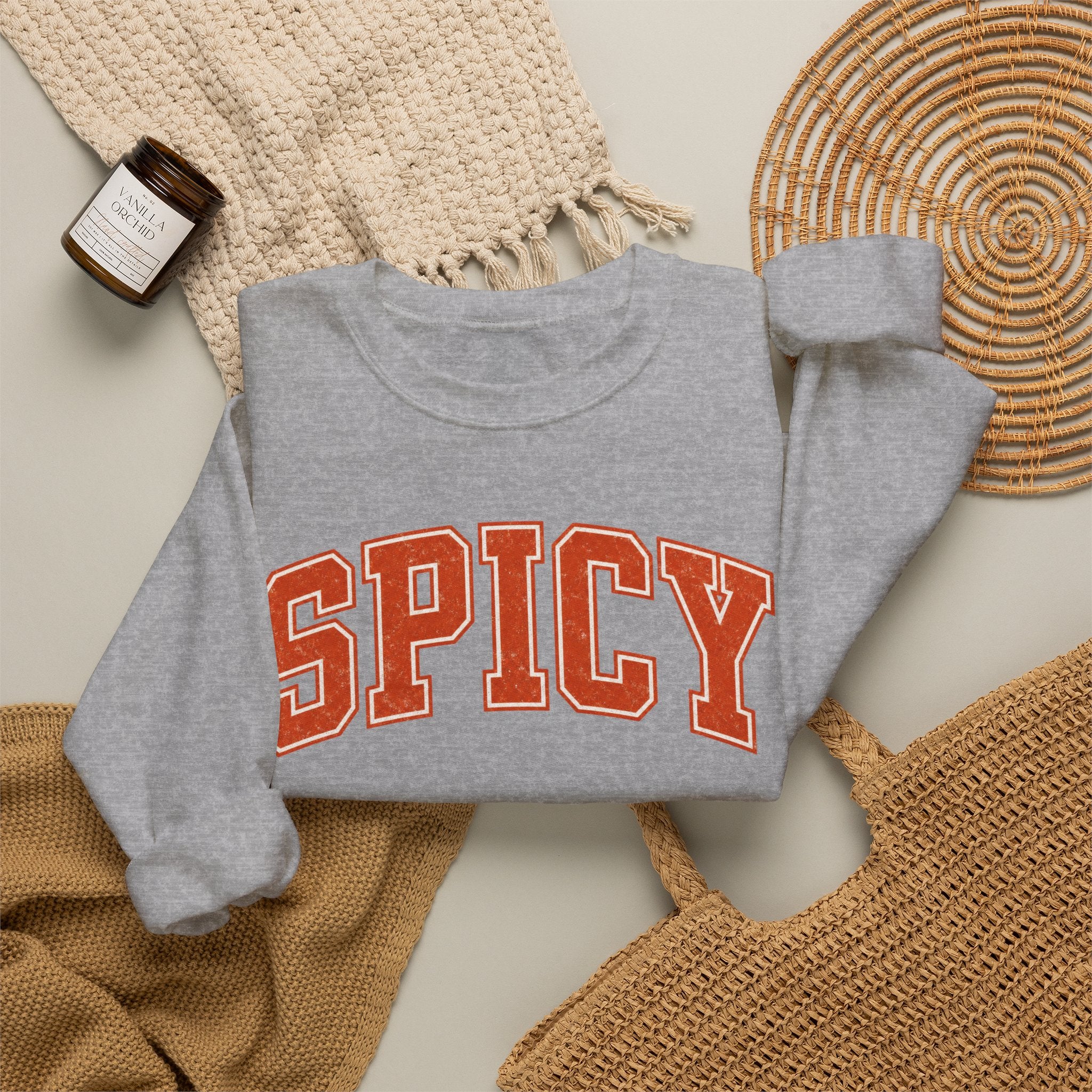 Spicy Varsity Letter Sweatshirt, Funny Collegiate Crewneck, Sarcastic Women's Sweatshirt, Trendy Oversized Fall Pullover, Sassy Gift Idea