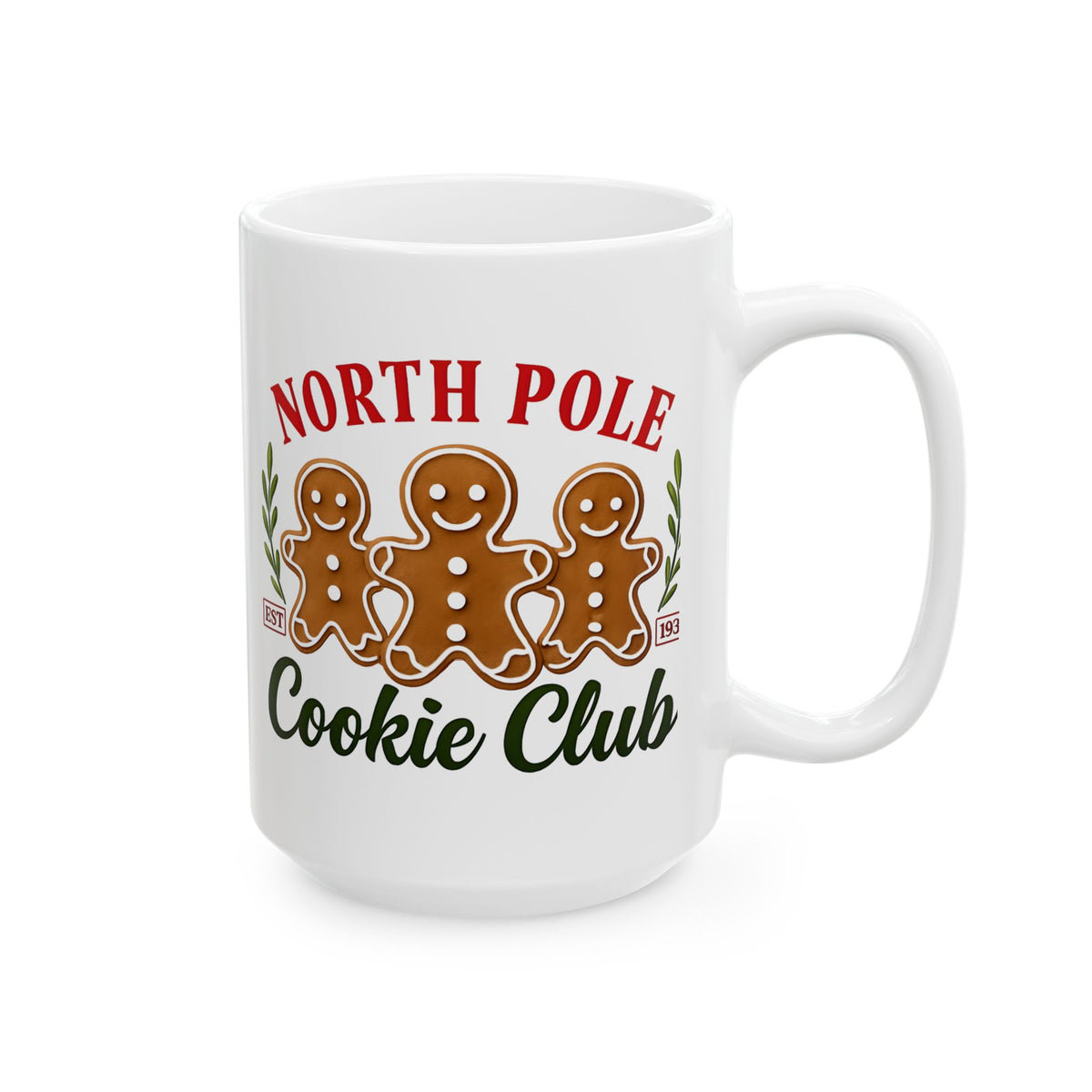 North Pole Cookie Club Ceramic Mug, Christmas Gift, Holiday Decor, Coffee Cup, Gingerbread Lover's Mug