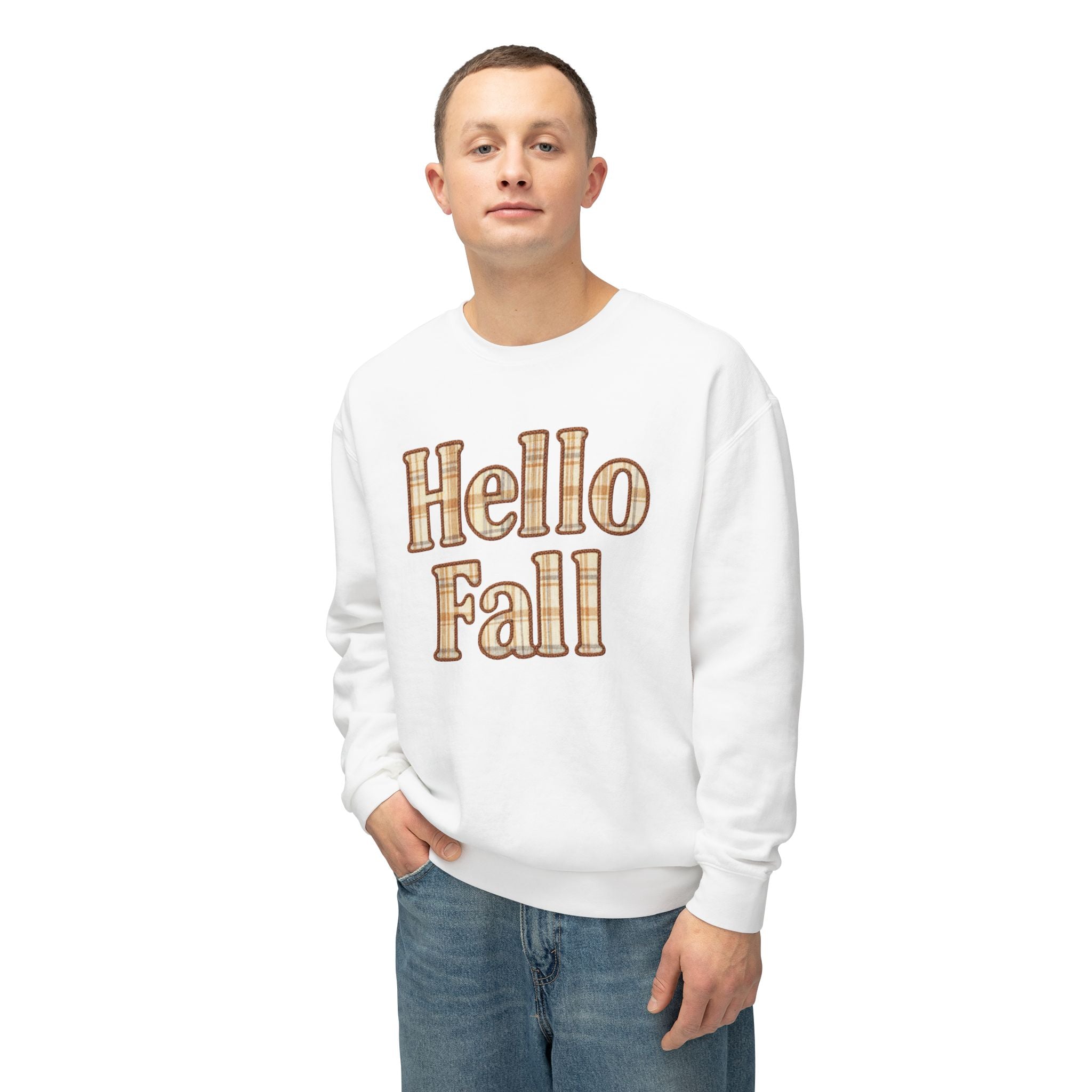 Hello Fall Plaid Design | Faux Embroidery Appliqué Fall Shirt Design