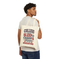 College Tote Bag, Funny Sleep Optional Grades Not Guaranteed, Canvas Tote for Students, College Humor Gift, Dorm Bag for Him Her