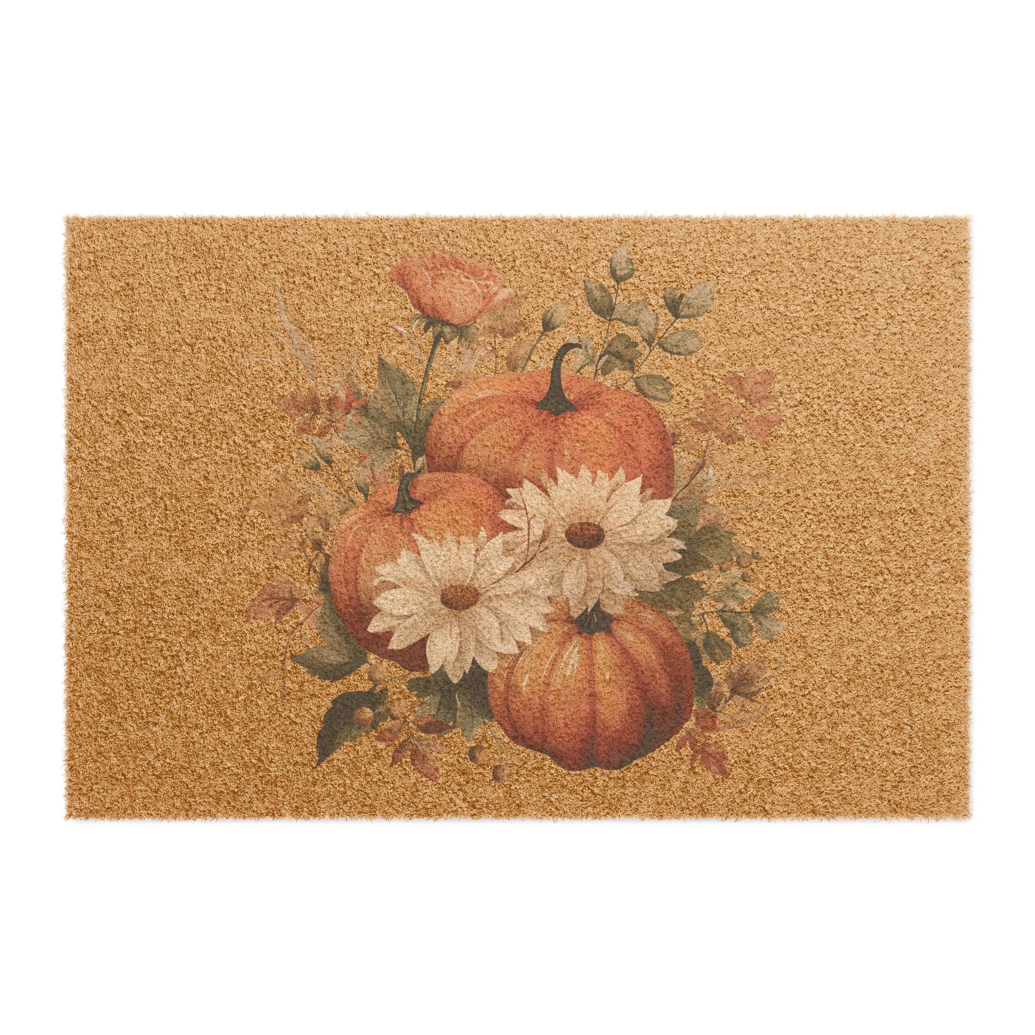 Fall Doormat Pumpkin Daisy Welcome Mat Autumn Front Porch Decor Farmhouse Entryway Rug Thanksgiving Housewarming Gift Coir Door Mat
