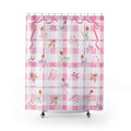 Ballerina Shower Curtain, Pink Gingham Ballet Bathroom Decor, Girls Bathroom Coquette Bow Dance Studio Gift, Pink Plaid Kids Bath Decor