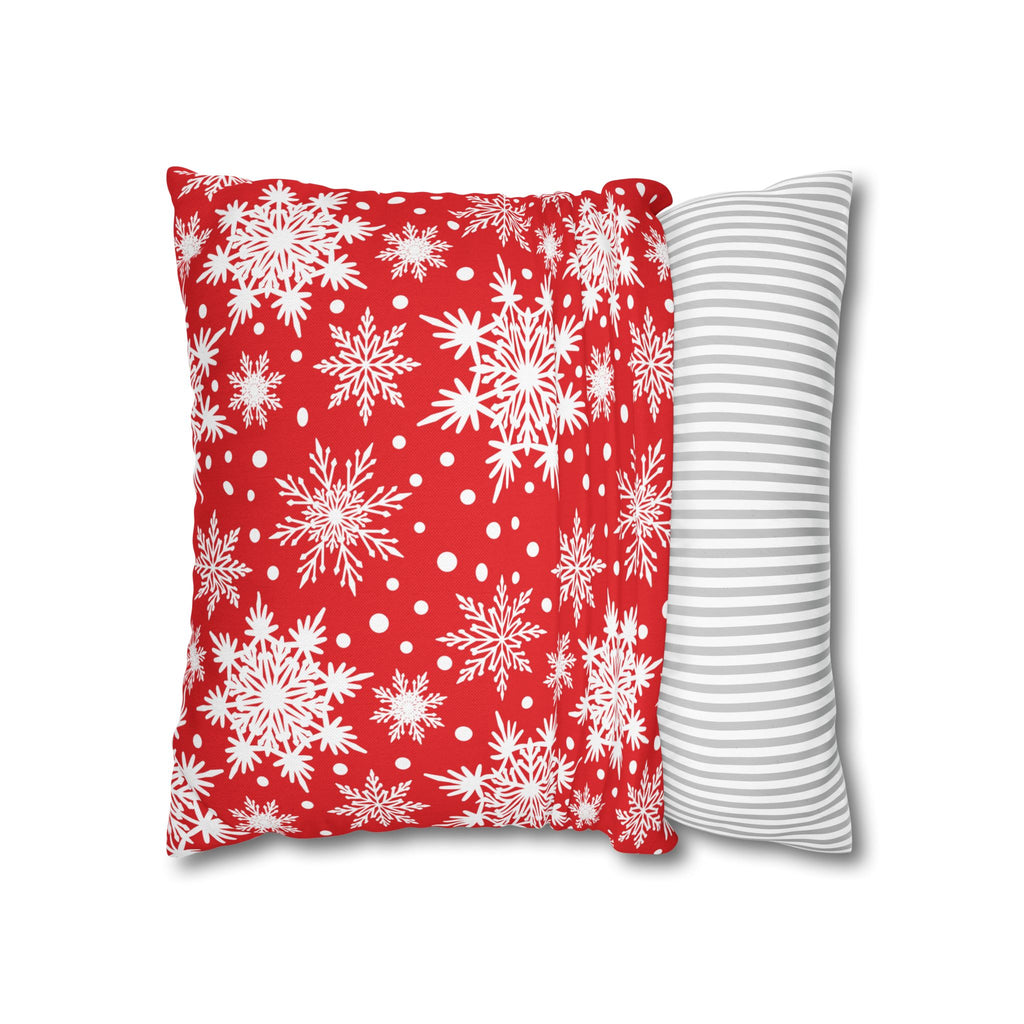Christmas Kittens Pillow Cover, Cute Cat Holiday Throw Pillow, Red Plaid Snowflake Reversible Cover, Season Greetings Cat Lover Gift