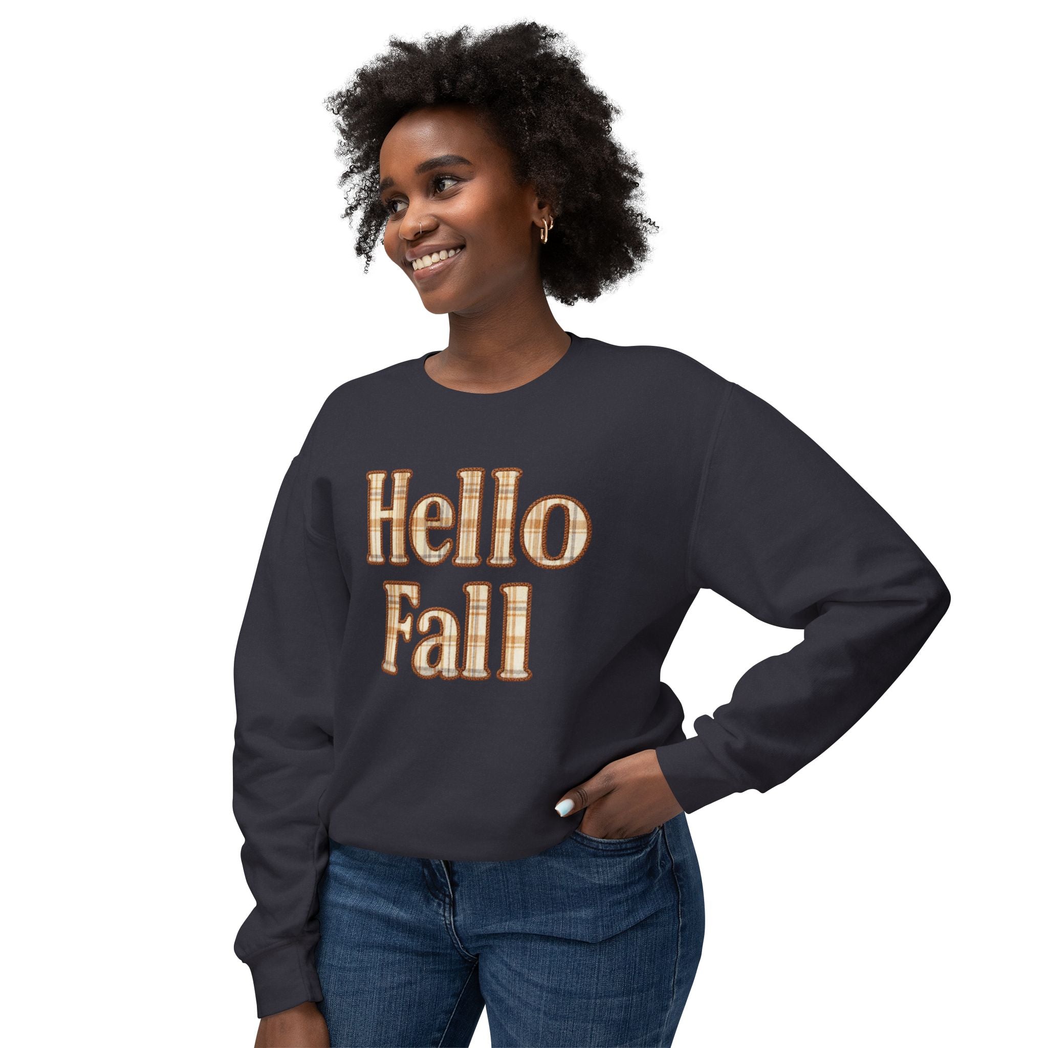 Hello Fall Plaid Design | Faux Embroidery Appliqué Fall Shirt Design