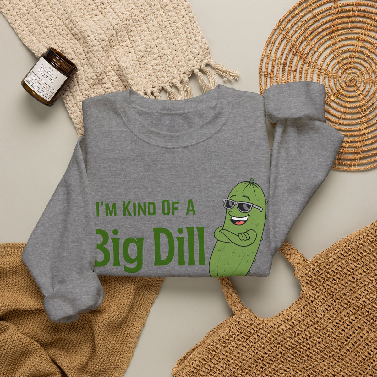 I'm Kind Of A Big Dill Sweatshirt, Funny Pickle Pun Crewneck, Sarcastic Foodie Gift, Cute Pickle Lover Shirt, Sand Unisex Sweatshirt Gift