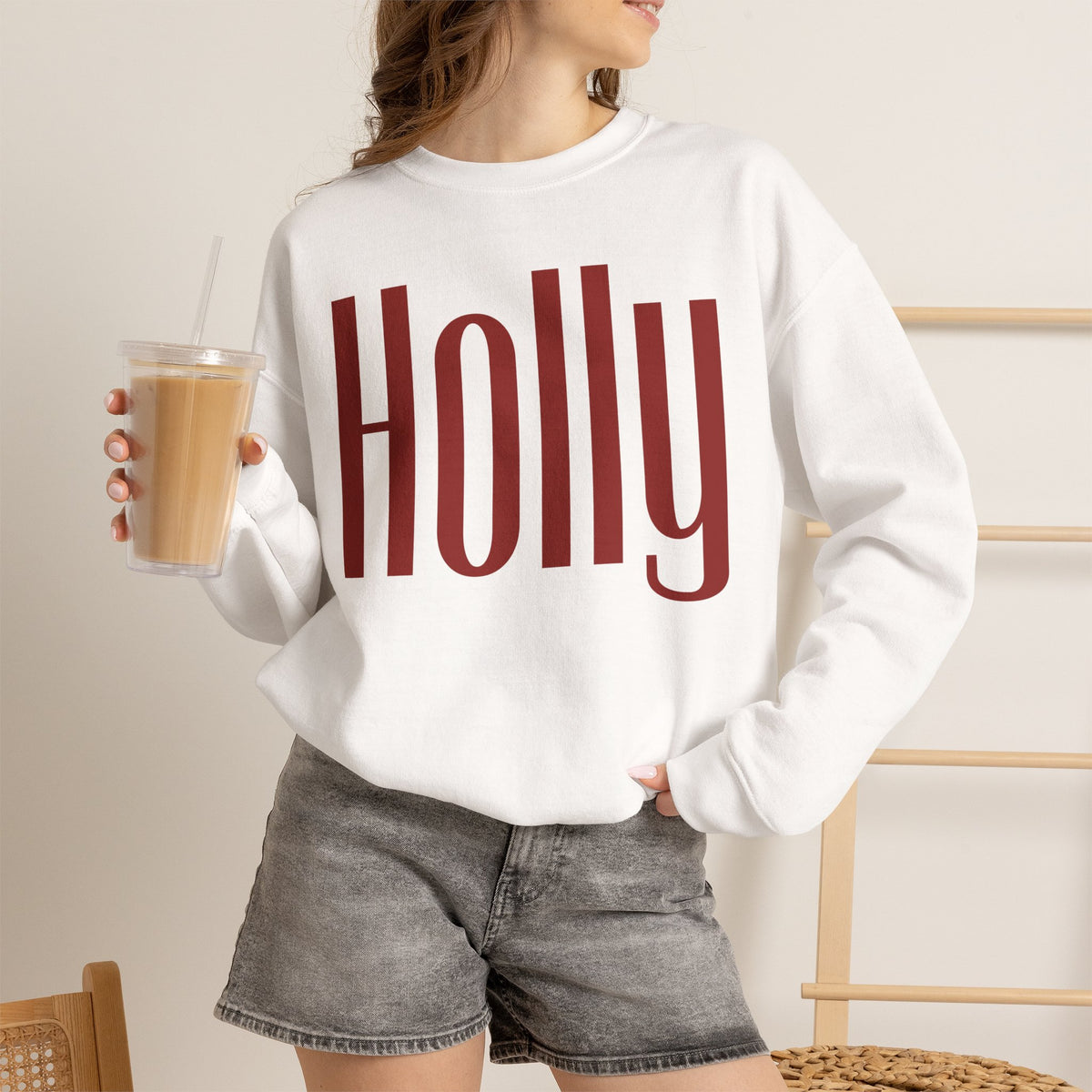 Holly Christmas Sweatshirt, Red Holly Crewneck, Retro Holiday Sweater, Women Christmas Shirt, Cozy Winter Pullover, Xmas Gift for Her