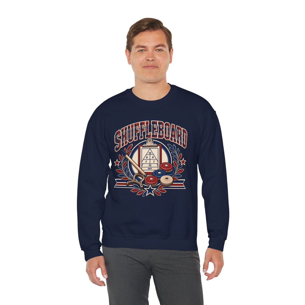 Vintage Shuffleboard Sweatshirt, Retro Americana Crewneck, Shuffleboard Player Gift, Beach Game Pullover, Patriotic Sports Shirt Unisex