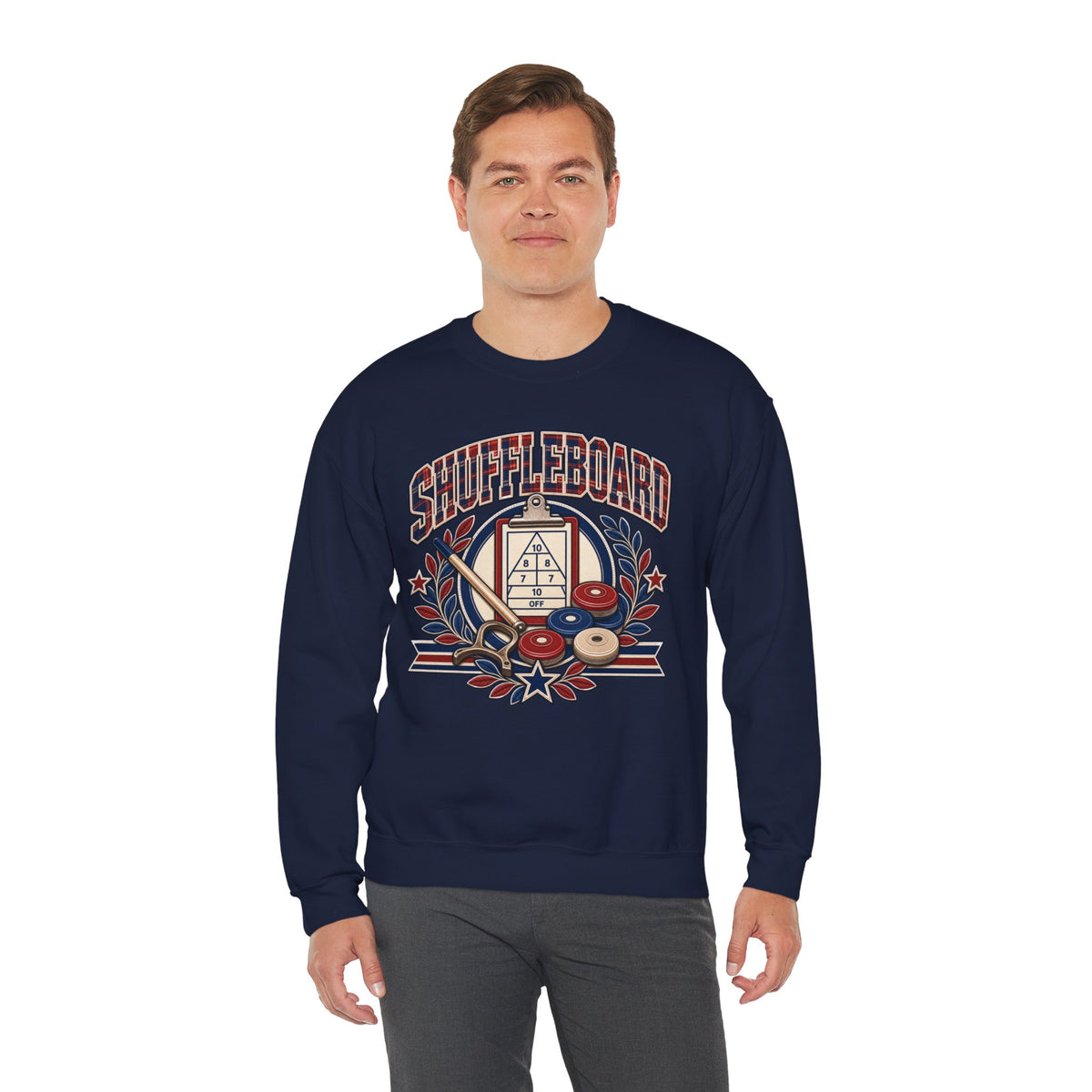 Vintage Shuffleboard Sweatshirt, Retro Americana Crewneck, Shuffleboard Player Gift, Beach Game Pullover, Patriotic Sports Shirt Unisex