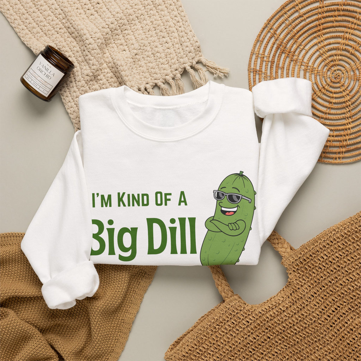 I'm Kind Of A Big Dill Sweatshirt, Funny Pickle Pun Crewneck, Sarcastic Foodie Gift, Cute Pickle Lover Shirt, Sand Unisex Sweatshirt Gift