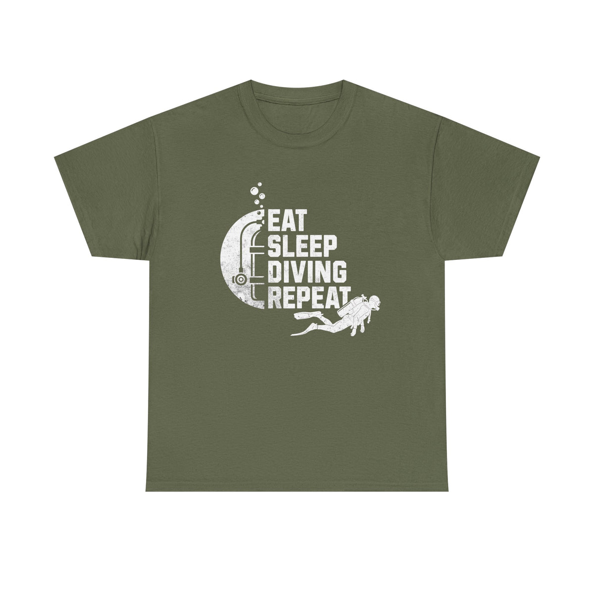 Eat Sleep Diving Repeat Tee | Scuba Diver Moon Graphic, Vintage Grunge T-shirt, Sports Lover, Unisex Tee, Gift, Casual Wear, Water Sports