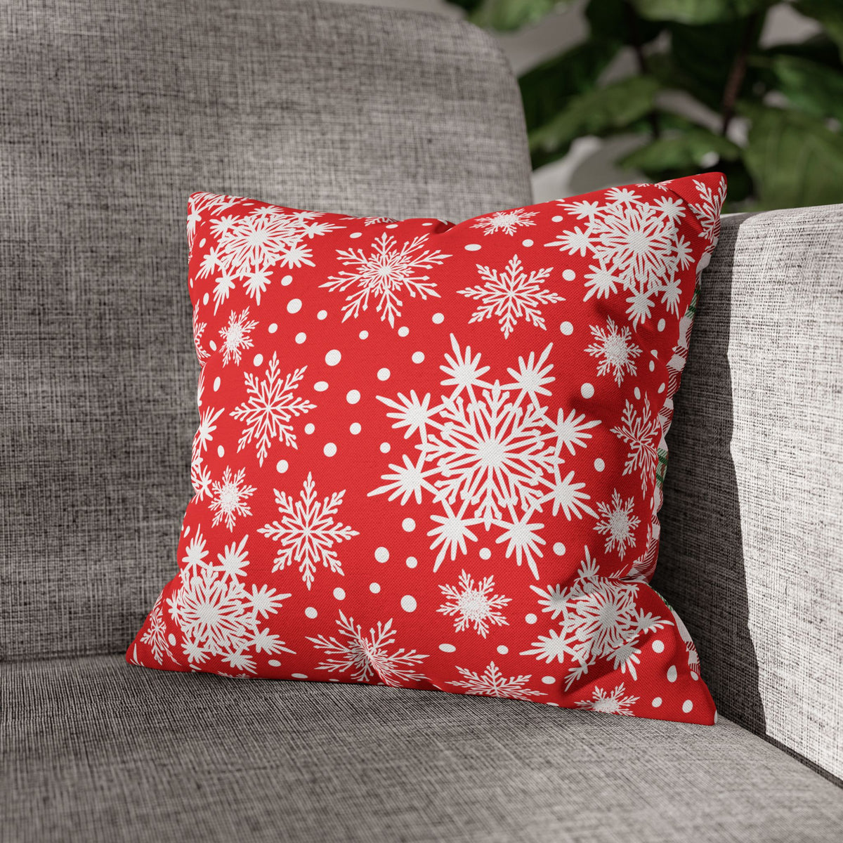 Christmas Kittens Pillow Cover, Cute Cat Holiday Throw Pillow, Red Plaid Snowflake Reversible Cover, Season Greetings Cat Lover Gift