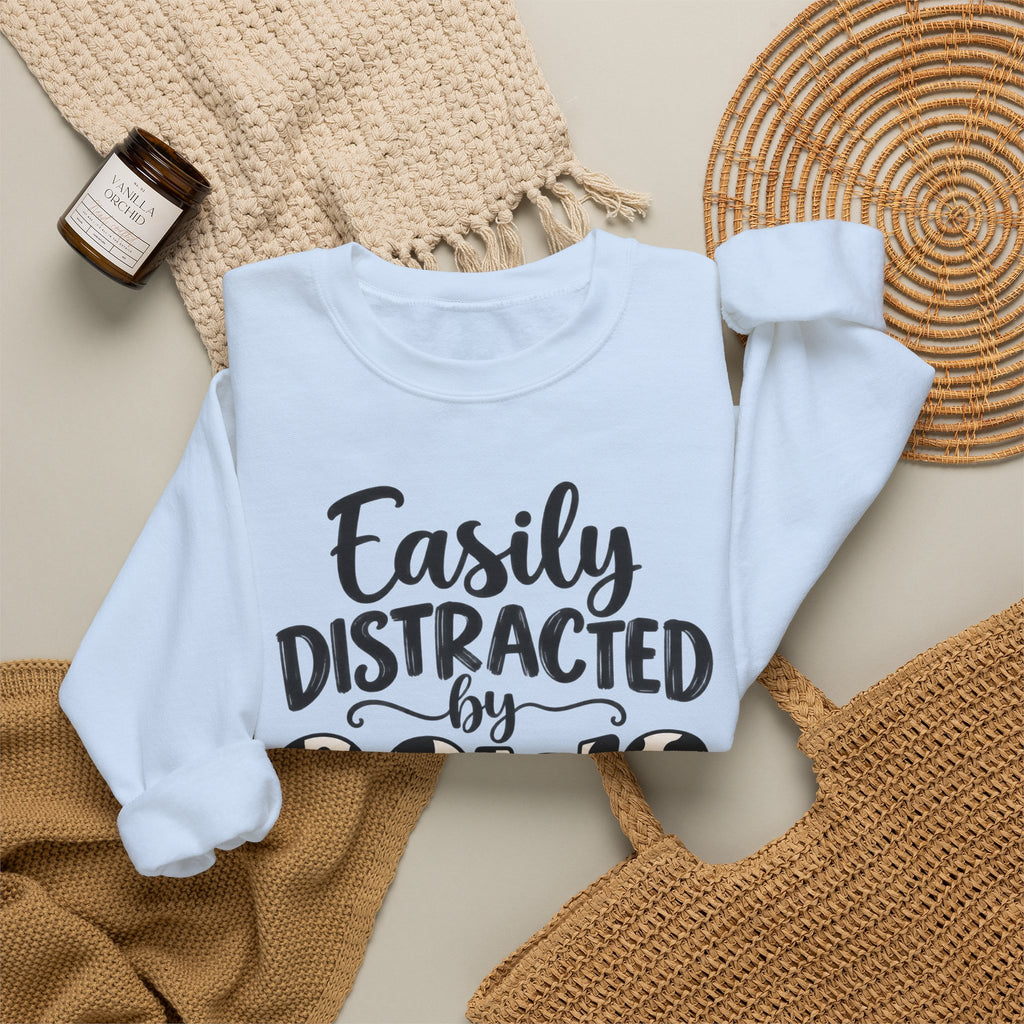 Easily Distracted By Cows Sweatshirt, Cow Print Crewneck, Funny Farm Shirt, Cow Lover Gift, Farm Life Sweater, Country Girl Pullover