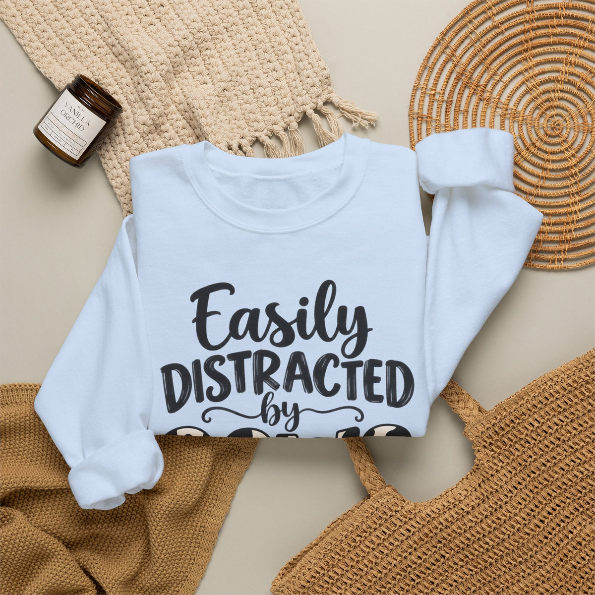 Easily Distracted By Cows Sweatshirt, Cow Print Crewneck, Funny Farm Shirt, Cow Lover Gift, Farm Life Sweater, Country Girl Pullover