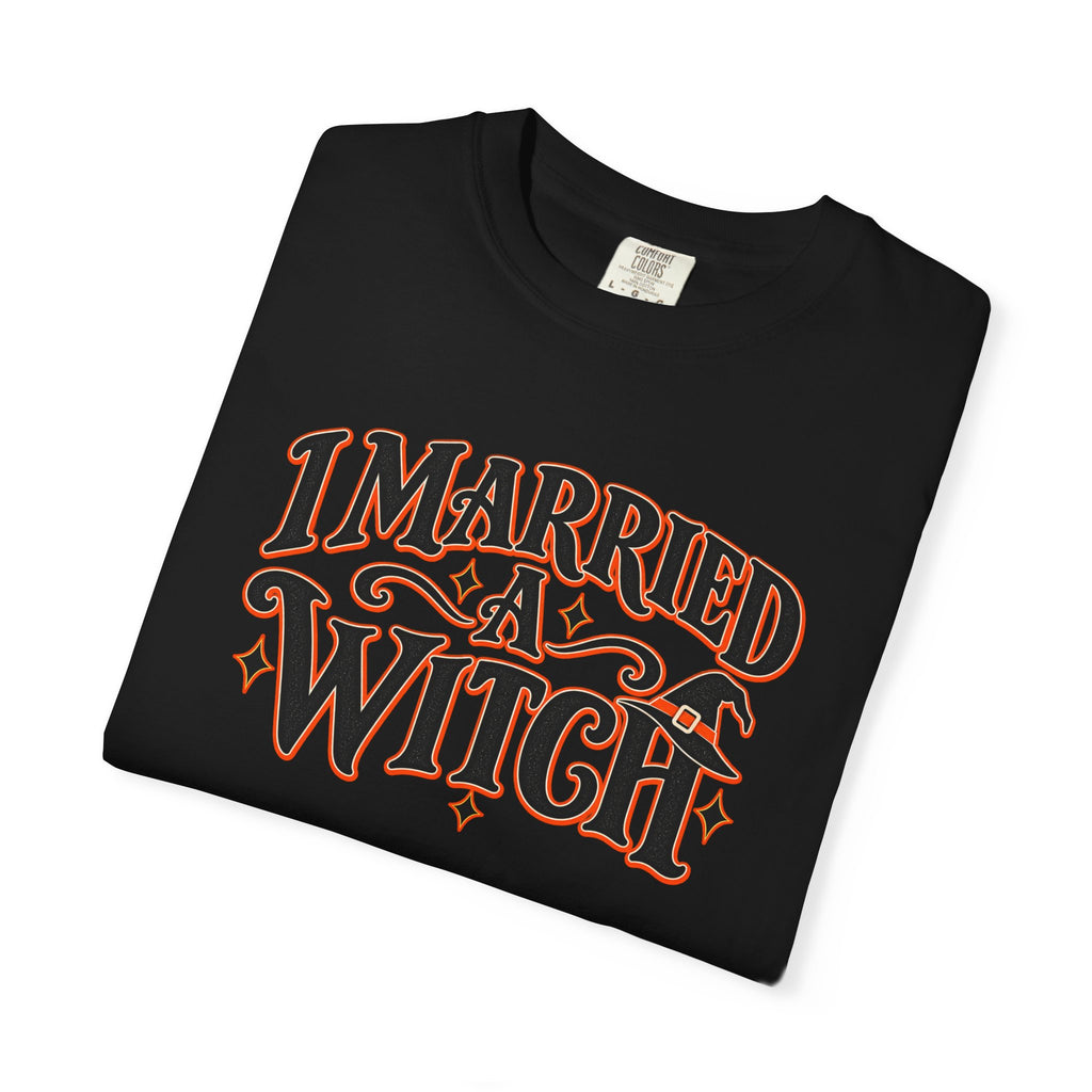 I Married A Witch Shirt, Funny Halloween Shirt, Witch Husband Shirt, Halloween Couple Shirt, Spooky Season Tee, Witchy Wife Gift for Him