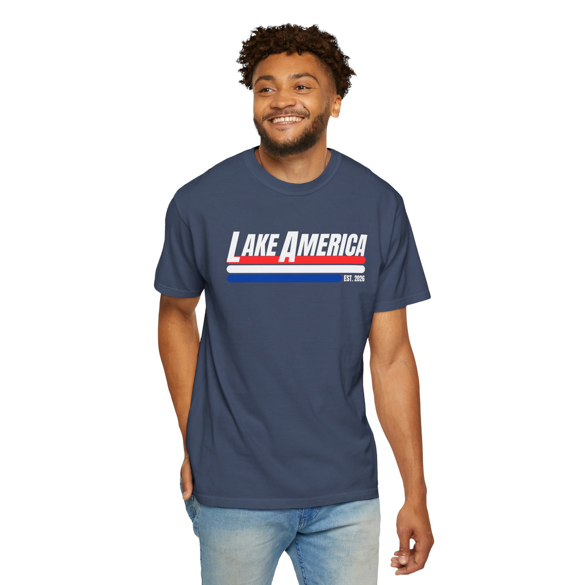 Lake America Shirt, Patriotic Lake Life Tee, 4th of July Shirt, American Flag Lake Shirt, Summer Lake Tee, Boating Shirt, Unisex T-Shirt