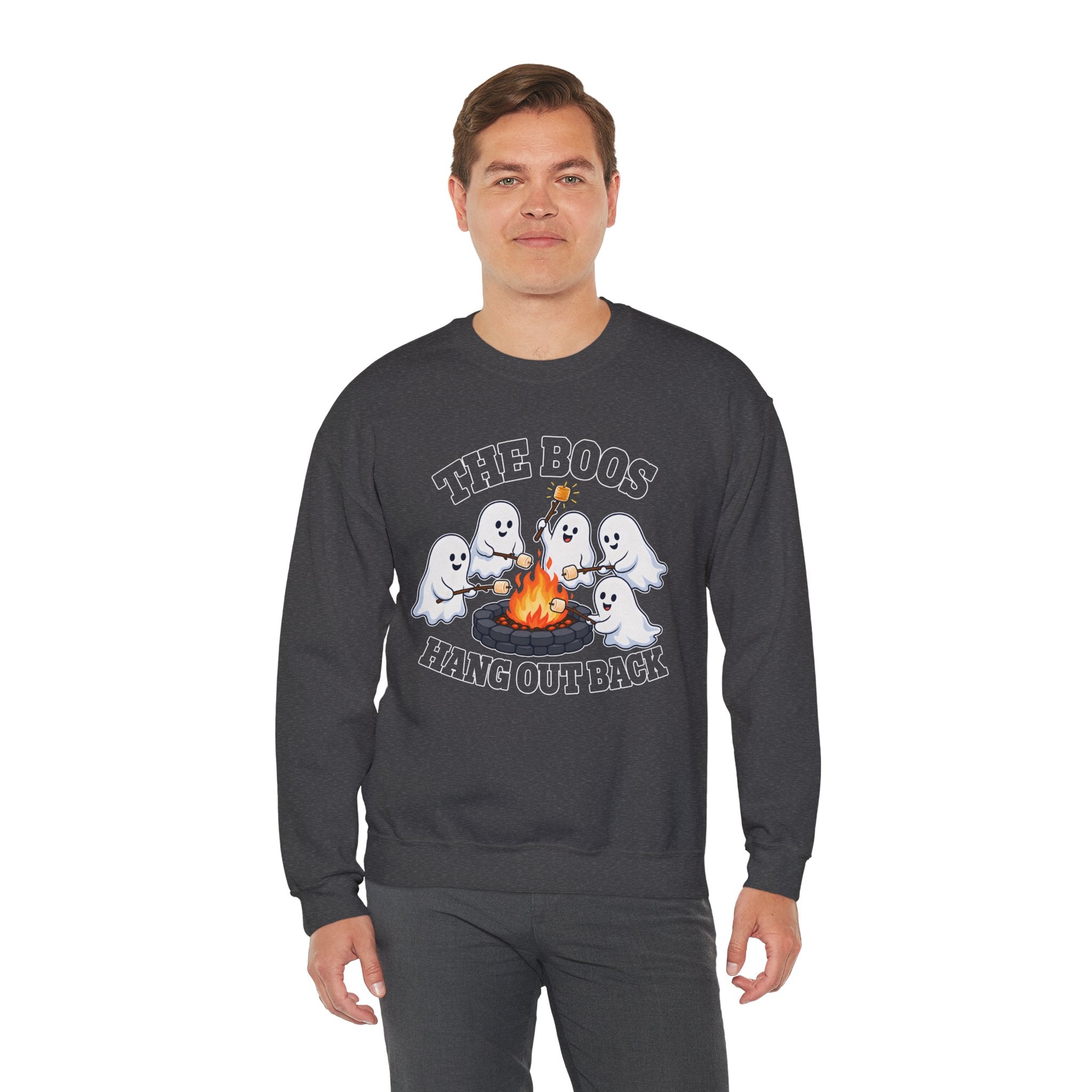 The Boos Hang Out Back Sweatshirt, Funny Halloween Ghost Campfire Shirt, Cute Ghost Bonfire Crewneck, Spooky Fall Sweater, Halloween Gift