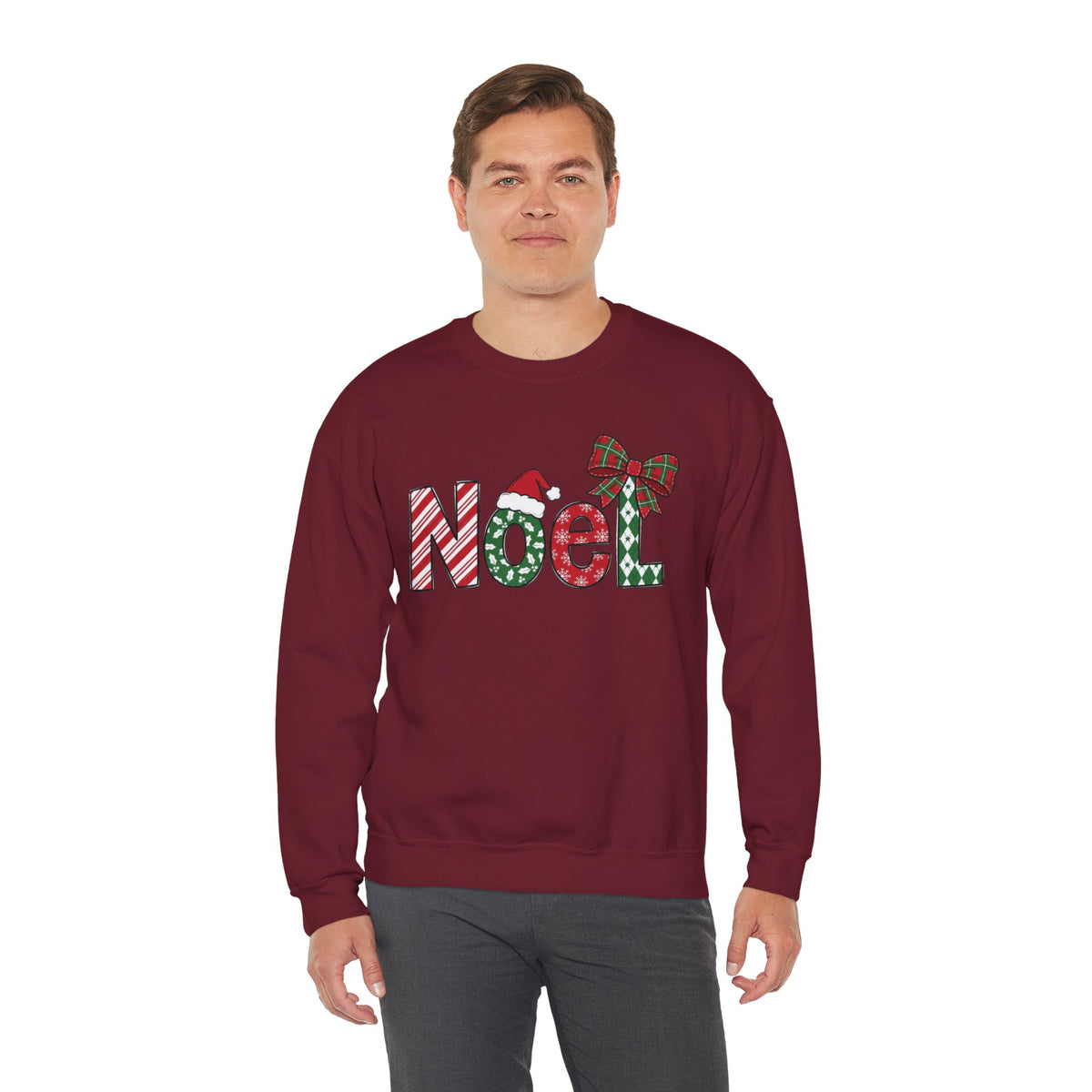 Noel Christmas Sweatshirt, Retro Christmas Sweatshirt, Noel Sweater, Christmas Bow Sweatshirt, Plaid Santa Hat Shirt, Holiday Gift for Her