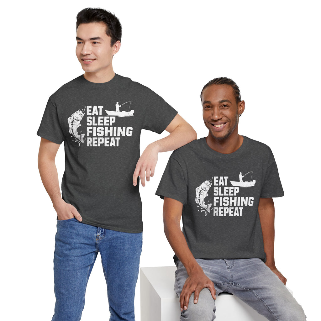 Eat Sleep Fishing Repeat Tee | Fishing Shirt, Bass Angler Graphic, Vintage Style Grunge T-Shirt, Fishing Lover Tee, Unisex, Men's T-Shirt