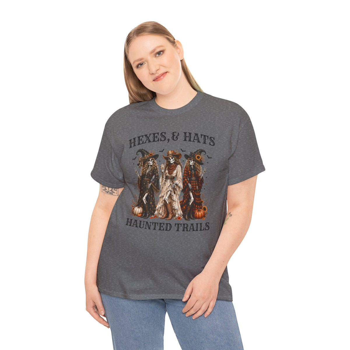 Hexes & Hats Haunted Trails Shirt, Western Halloween Tee, Cowboy Witch T-Shirt, Spooky Season Shirt, Rodeo Halloween Graphic Tee Gift