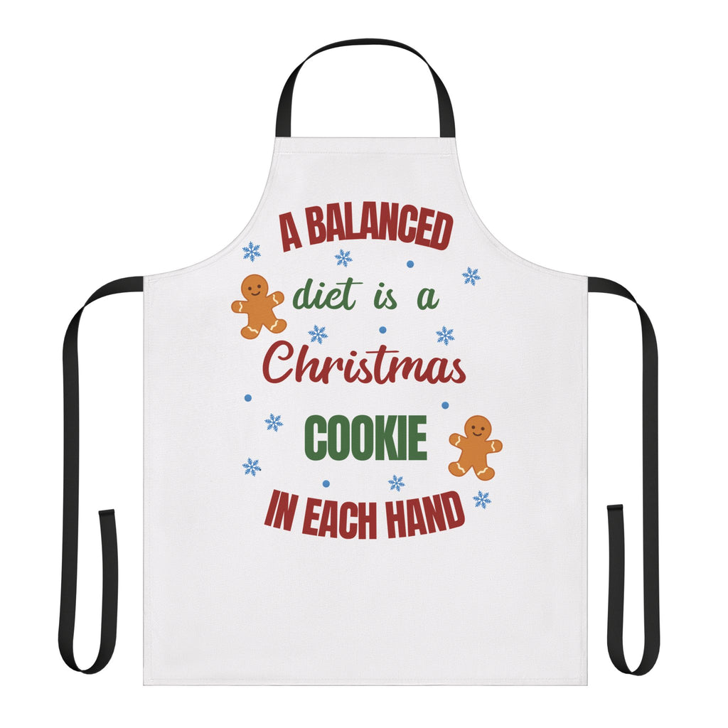 Funny Christmas Apron A Balanced Diet is a Cookie in Each Hand Gingerbread Kitchen Apron Holiday Baking Gift for Dad, Mom Cook, Men or Women