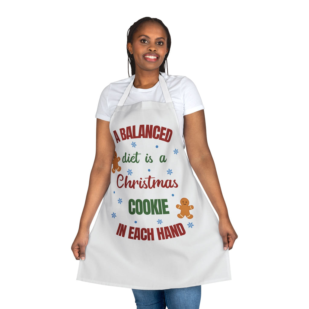 Funny Christmas Apron A Balanced Diet is a Cookie in Each Hand Gingerbread Kitchen Apron Holiday Baking Gift for Dad, Mom Cook, Men or Women