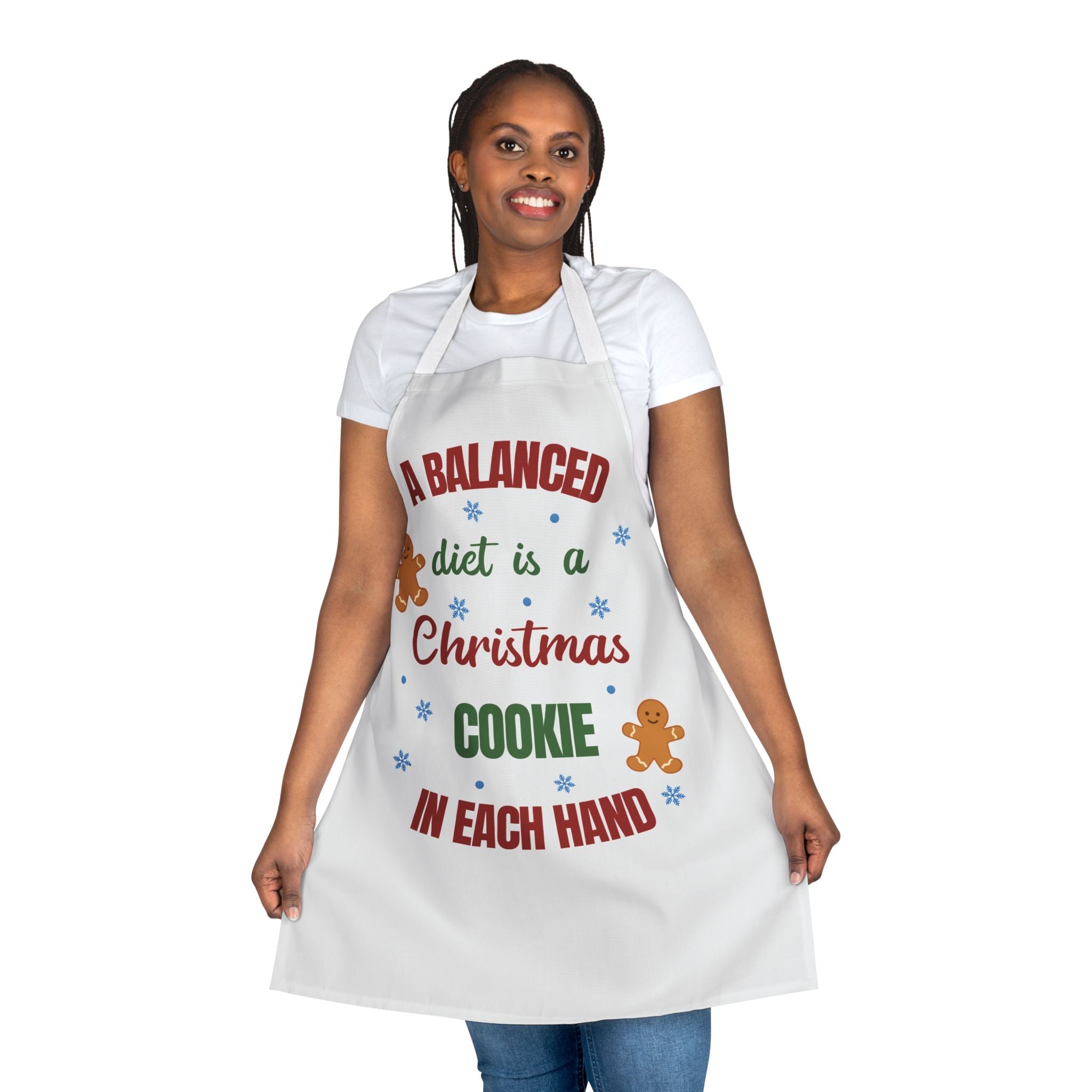 Funny Christmas Apron A Balanced Diet is a Cookie in Each Hand Gingerbread Kitchen Apron Holiday Baking Gift for Dad, Mom Cook, Men or Women
