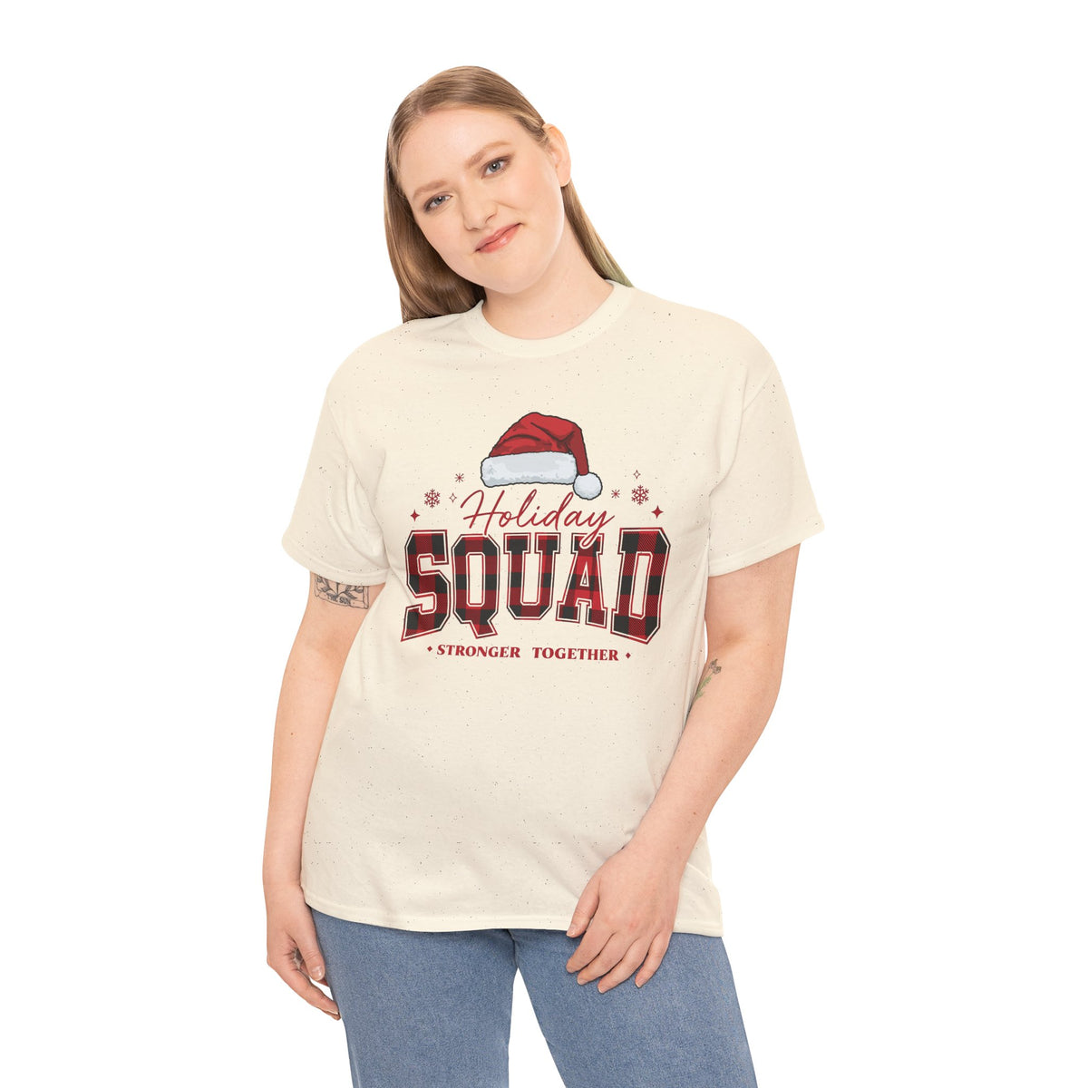 Holiday Squad Christmas Shirt | Stronger Together Tee | Santa Hat Varsity Design | Matching Family Xmas T-Shirt | Group Holiday Gift