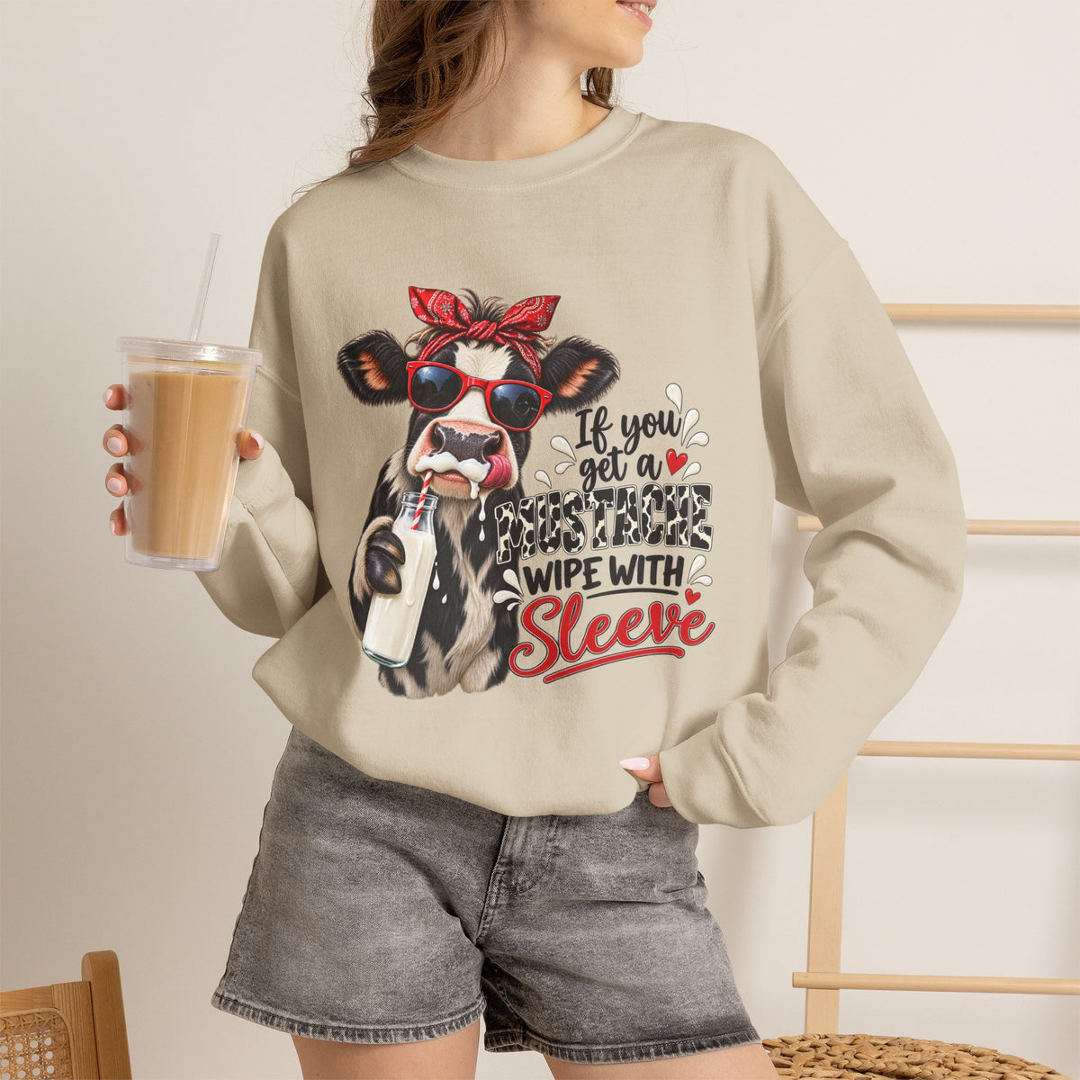 Funny Cow, Humor Cow Sweatshirt, Farm Animal Crewneck, Cute Cow Graphic Sweater, Country Western Gift, Cow Lover, Funny Cow Graphic Girl Top