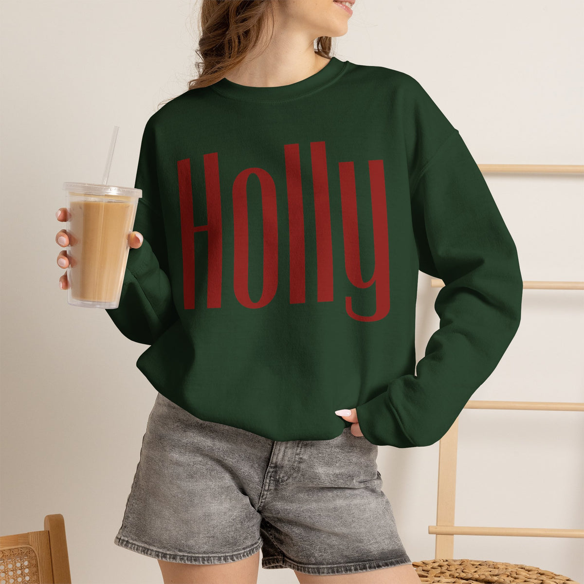 Holly Christmas Sweatshirt, Red Holly Crewneck, Retro Holiday Sweater, Women Christmas Shirt, Cozy Winter Pullover, Xmas Gift for Her