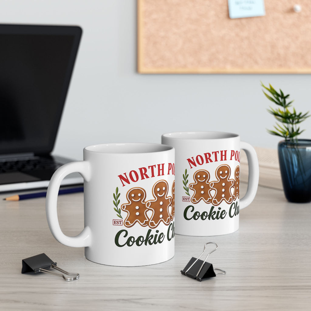 North Pole Cookie Club Ceramic Mug, Christmas Gift, Holiday Decor, Coffee Cup, Gingerbread Lover's Mug