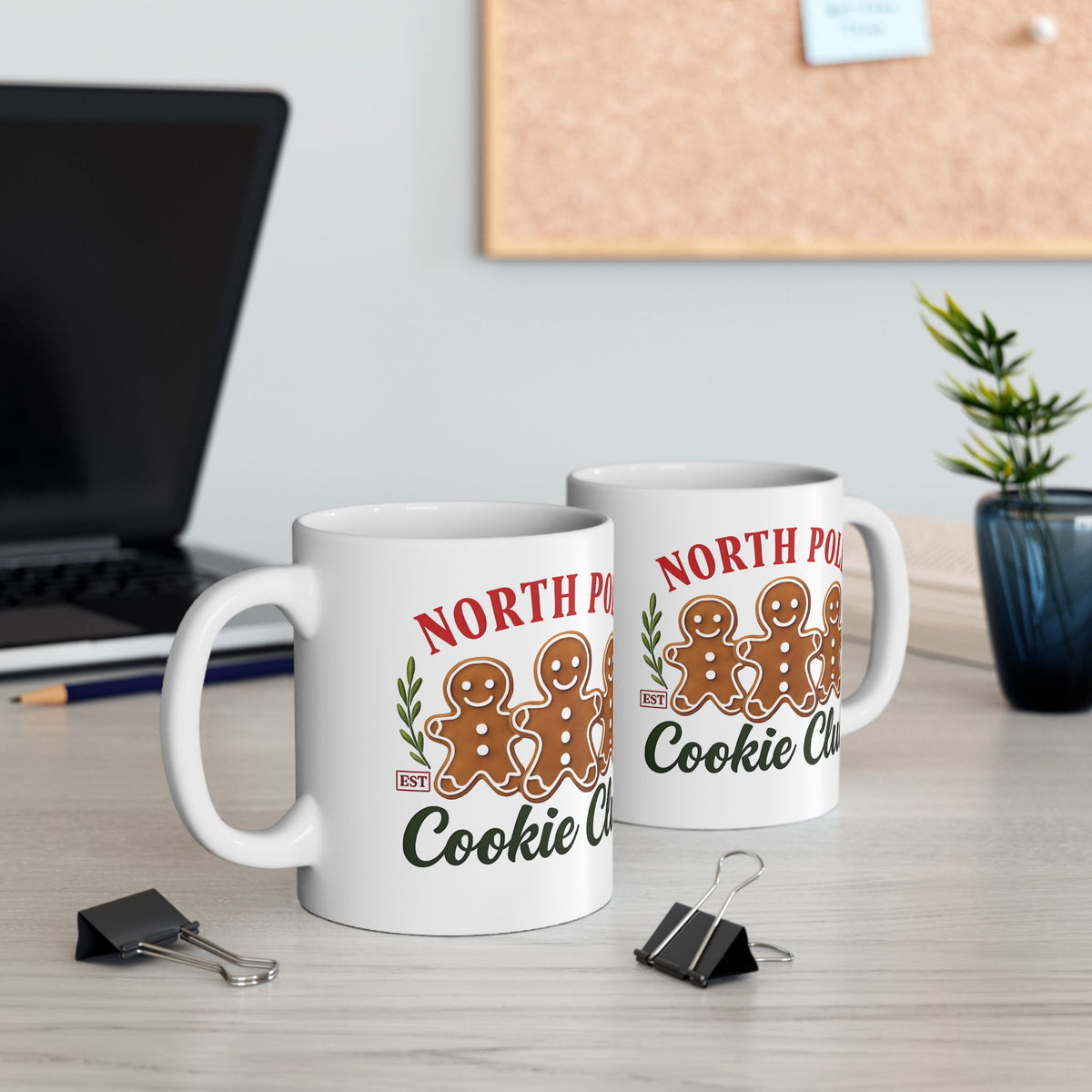 North Pole Cookie Club Ceramic Mug, Christmas Gift, Holiday Decor, Coffee Cup, Gingerbread Lover's Mug