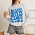 Winter Vibes And Cozy Nights Sweatshirt, Retro Wavy Bubble Letter Sweatshirt, Winter Quote Crewneck, Cozy Season Sweater, Trendy Winter Top