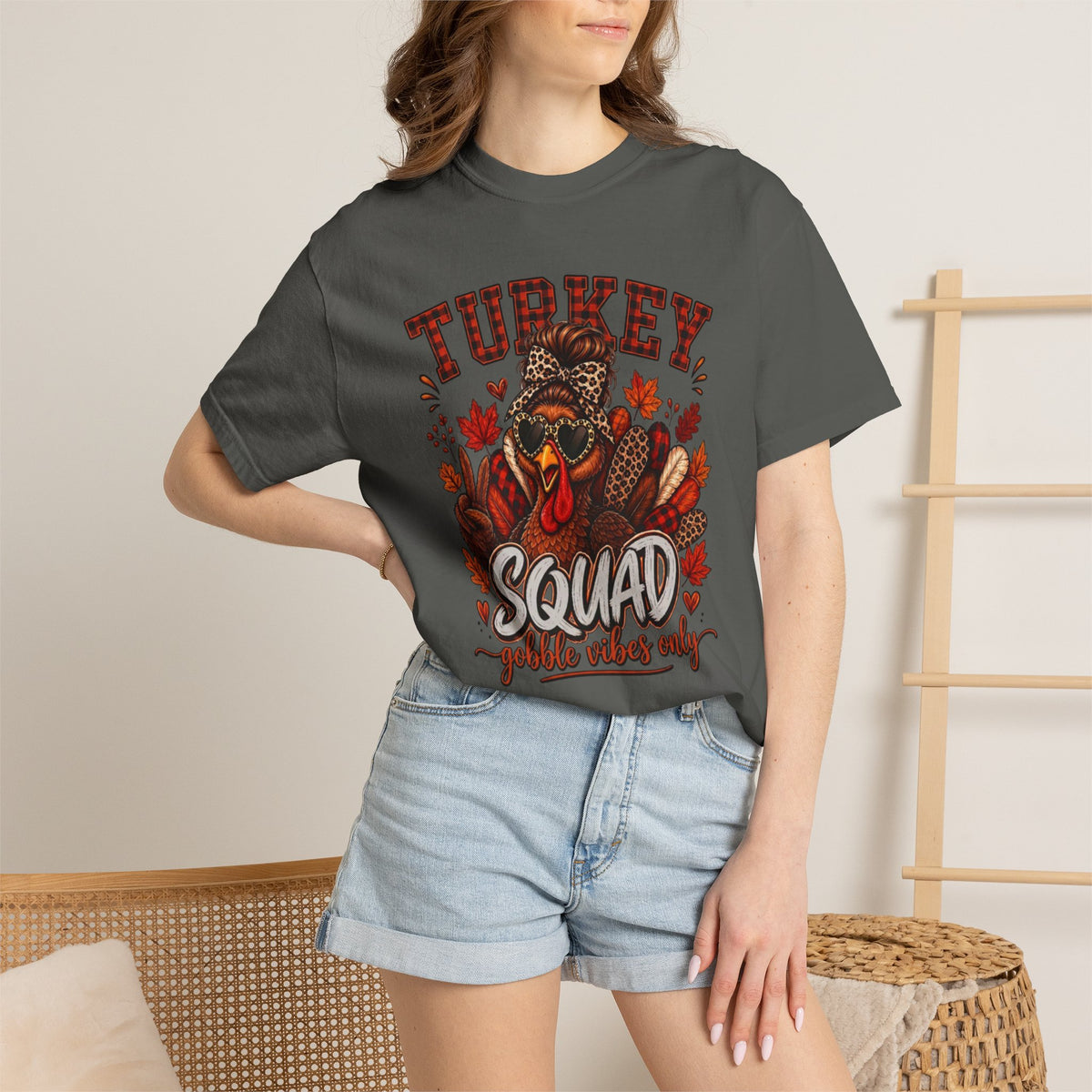 Comfort Colors Turkey Squad T-Shirt, Funny Thanksgiving Shirt, Turkey With Sunglasses T-Shirt, Fall Autumn T-Shirt, Thanksgiving Gift
