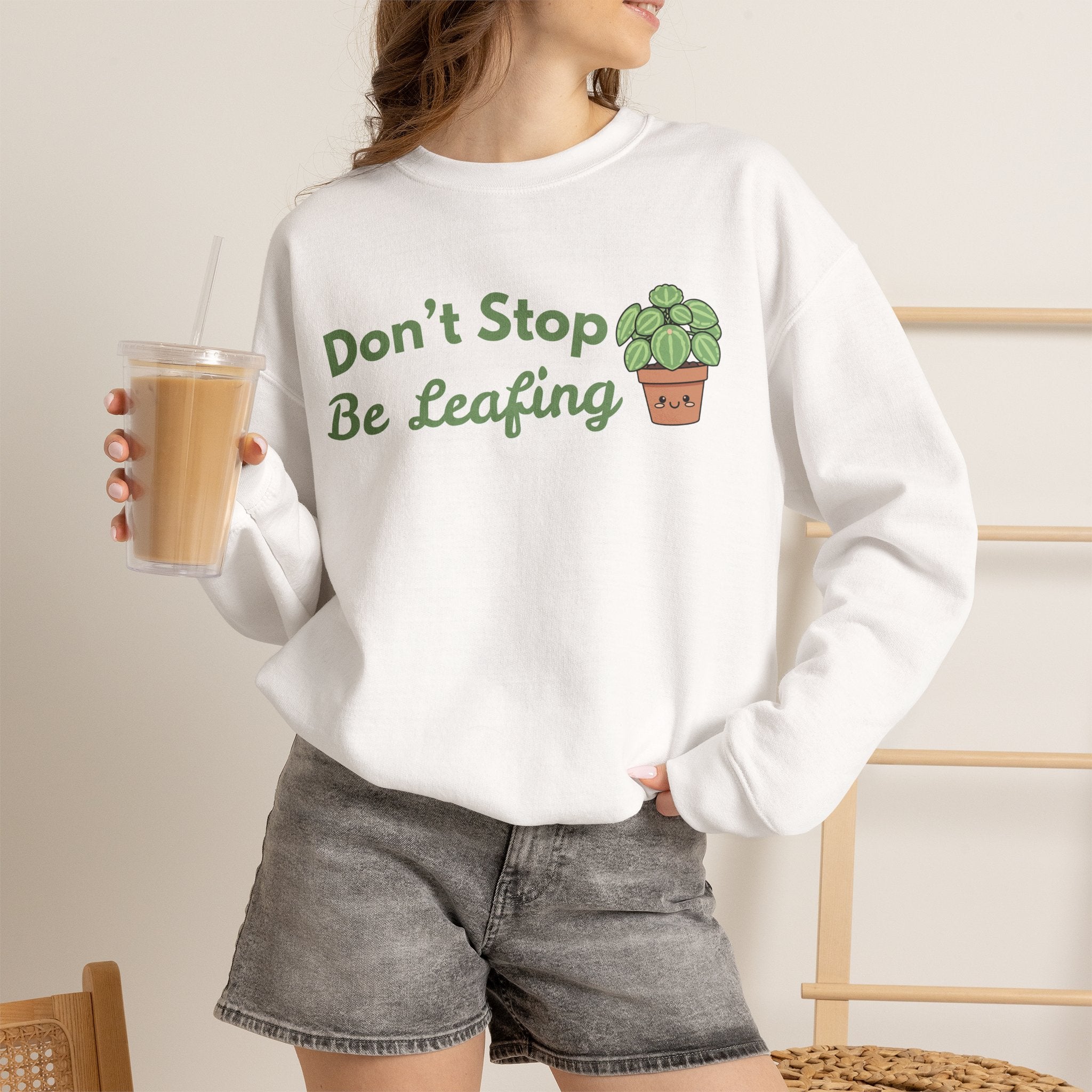 Don't Stop Be Leafing Sweatshirt, Funny Plant Pun Crewneck, Cute Plant Lover Gift, Plant Mom Sweatshirt, Gardener Gift, Sand Unisex Shirt