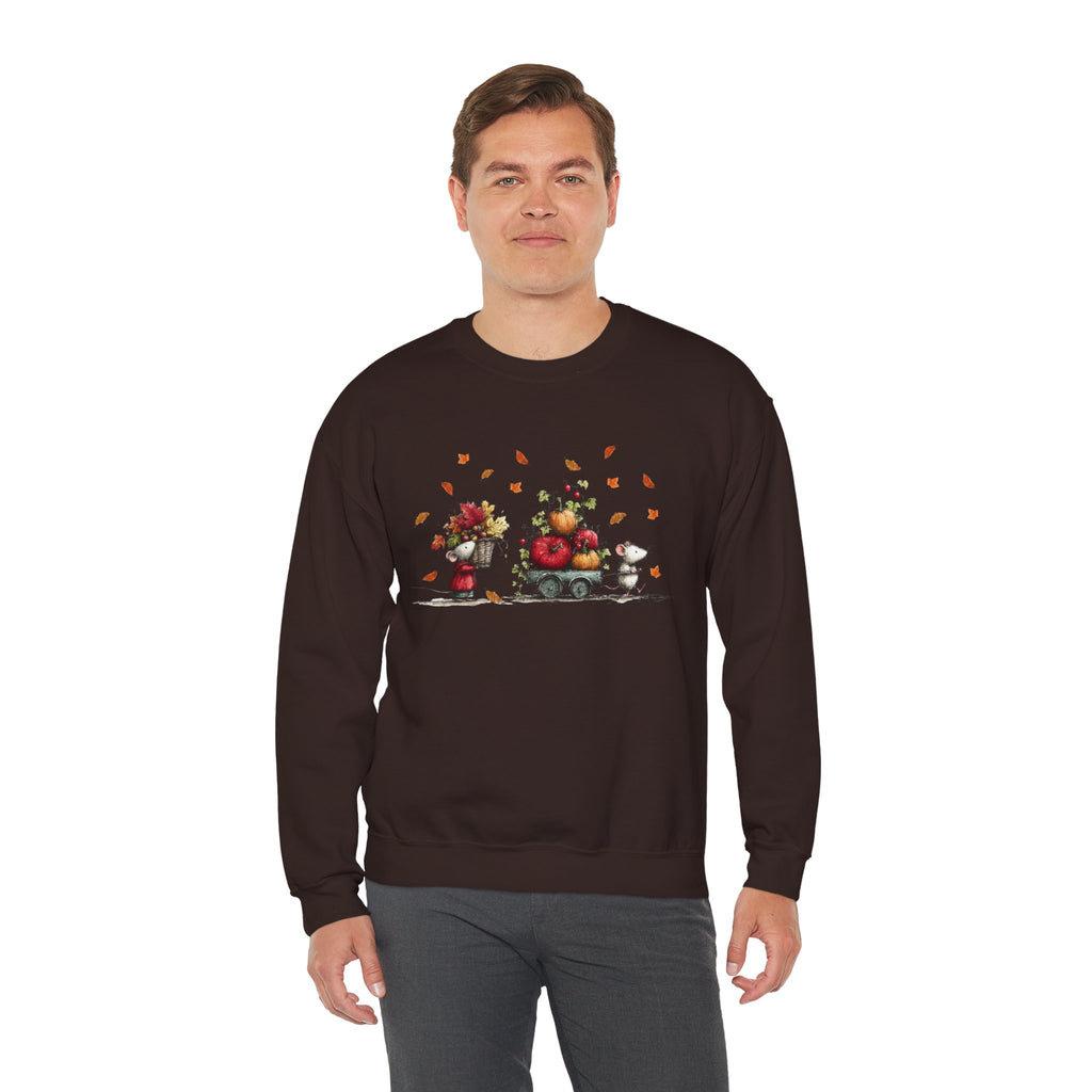 Fall Pumpkin Wagon Cute Autumn Harvest Sweatshirt, Thanksgiving Fall Leaves Shirt, Watercolor Pumpkin Apple Cart, Gift for Fall Lovers