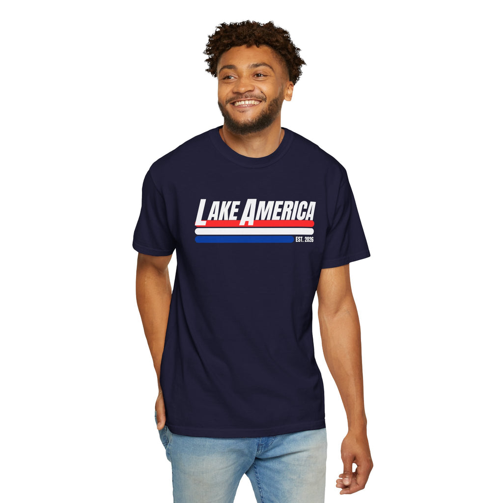 Lake America Shirt, Patriotic Lake Life Tee, 4th of July Shirt, American Flag Lake Shirt, Summer Lake Tee, Boating Shirt, Unisex T-Shirt
