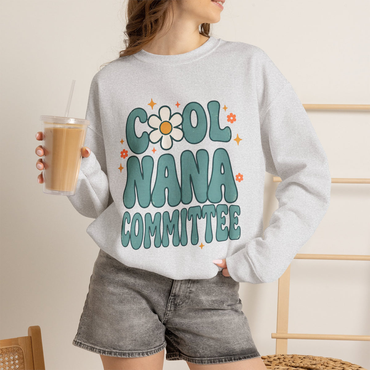 Cool Nana Committee Sweatshirt, Retro Grandma Crewneck, Daisy Flower Nana Gift, Mothers Day Gift for Grandma, Pregnancy Announcement
