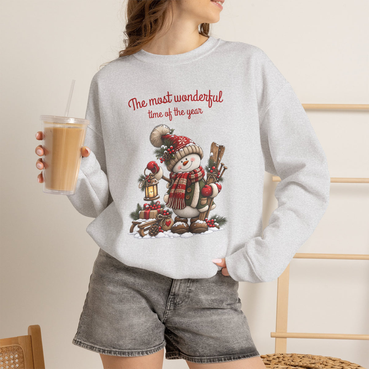 Most Wonderful Time of the Year Sweatshirt, Snowman Christmas Shirt, Vintage Holiday Crewneck, Cute Winter Snowman Tee, Christmas Gift Shirt