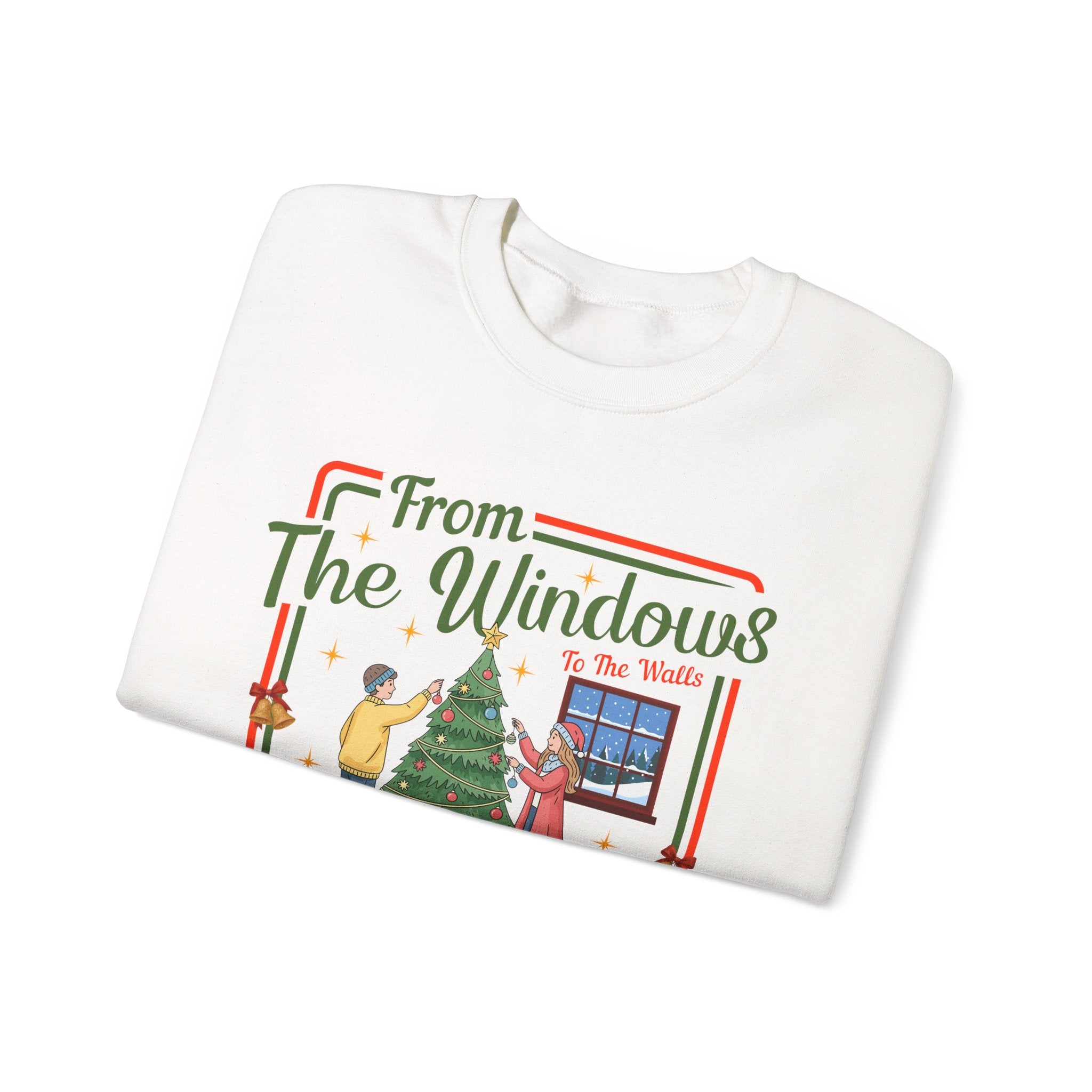 From The Windows To The Walls Christmas Sweatshirt, Deck These Halls Retro Xmas Tree Shirt, Funny Holiday Sweater, Christmas Gift for Her