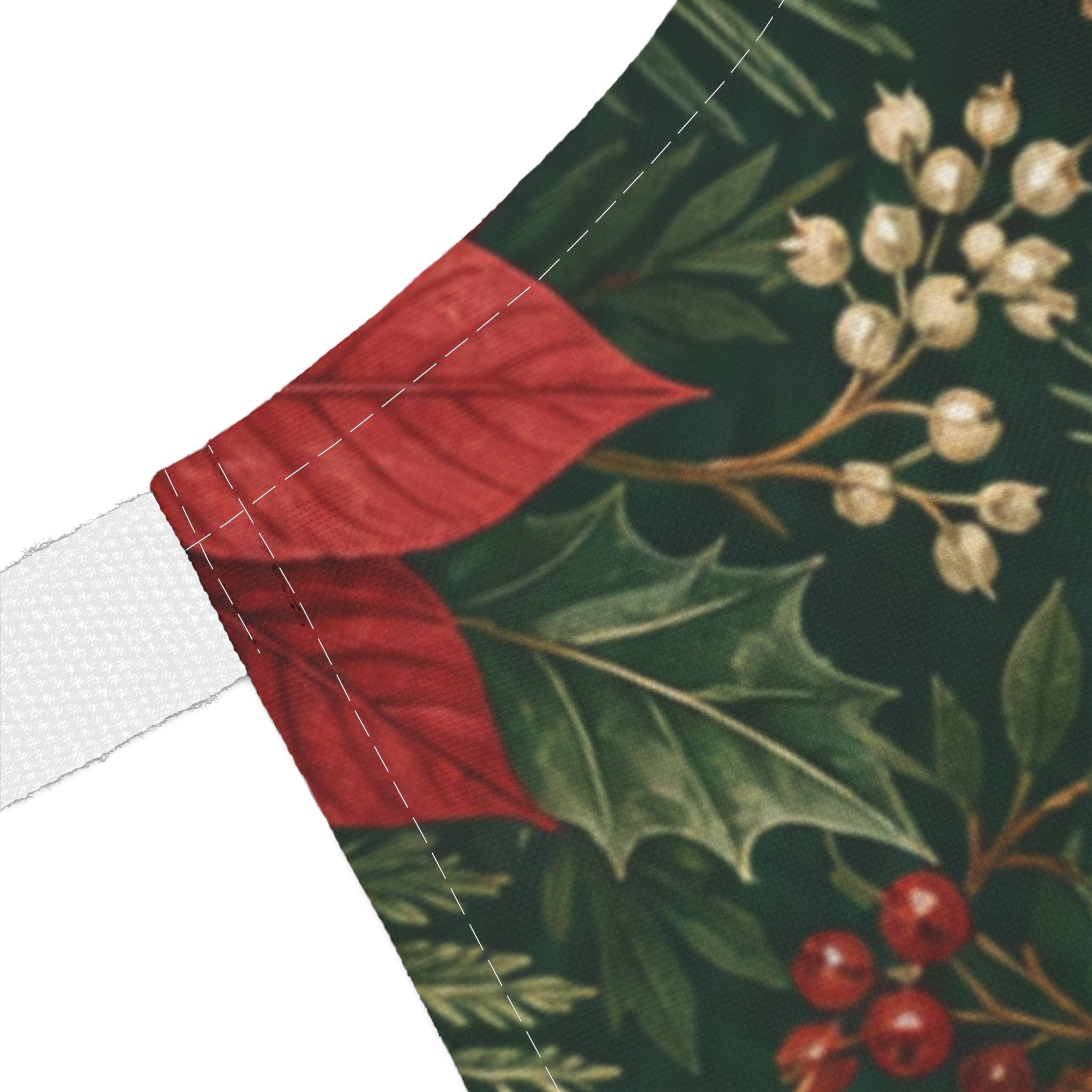 Christmas Apron Poinsettia Pine Cone Print, Red Green Holiday Kitchen Apron Women, Farmhouse Christmas Cooking Baking Gift Idea