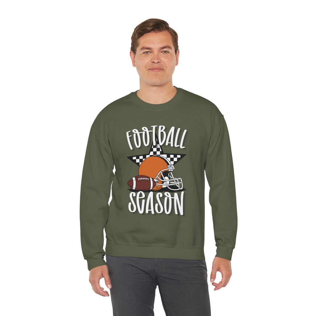 Football Season Sweatshirt, Football Helmet Shirt, Game Day Sweatshirt, Football Mom Shirt, Checkered Star Football Tee, Fall Sports Gift