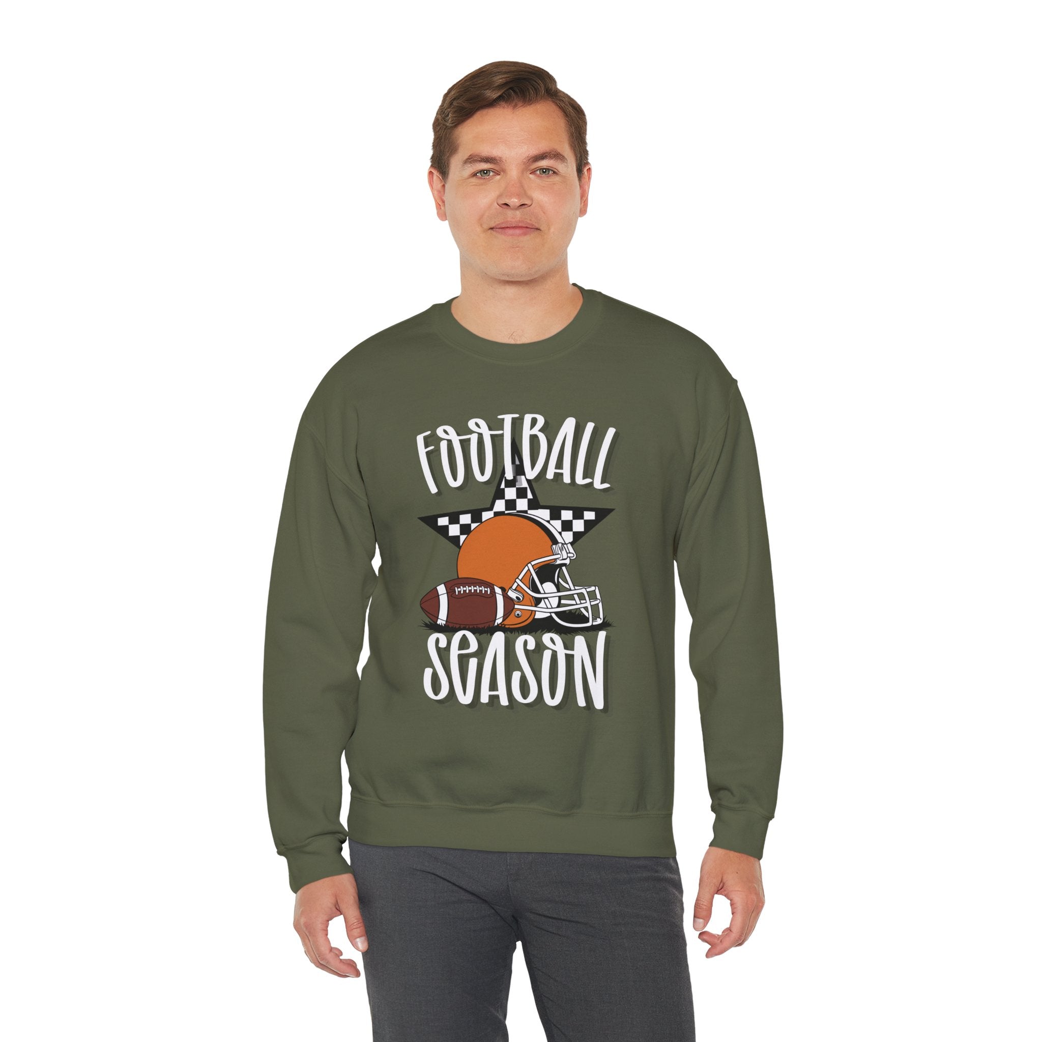 Football Season Sweatshirt, Football Helmet Shirt, Game Day Sweatshirt, Football Mom Shirt, Checkered Star Football Tee, Fall Sports Gift