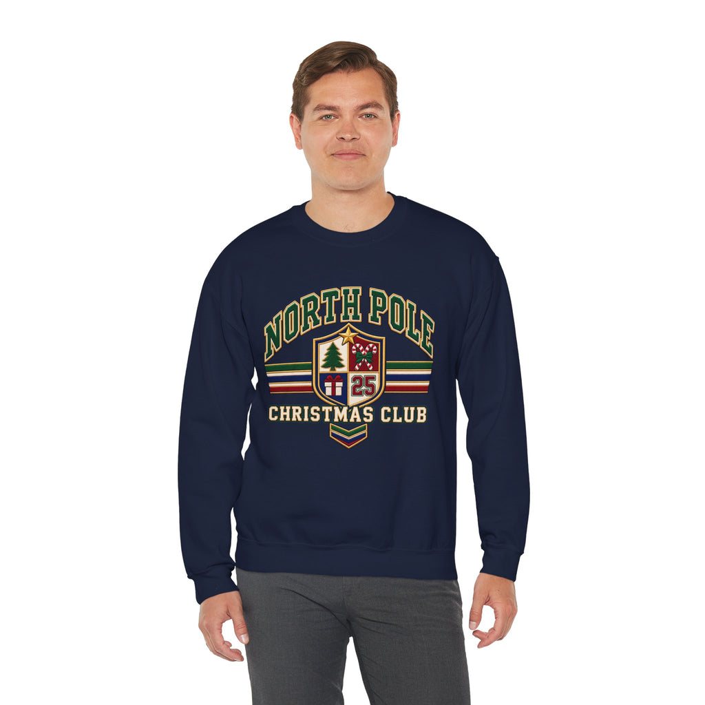 North Pole Christmas Club Sweatshirt, Retro Varsity Christmas Sweatshirt, Vintage Christmas Crewneck, Family Christmas Shirt, Xmas Gift