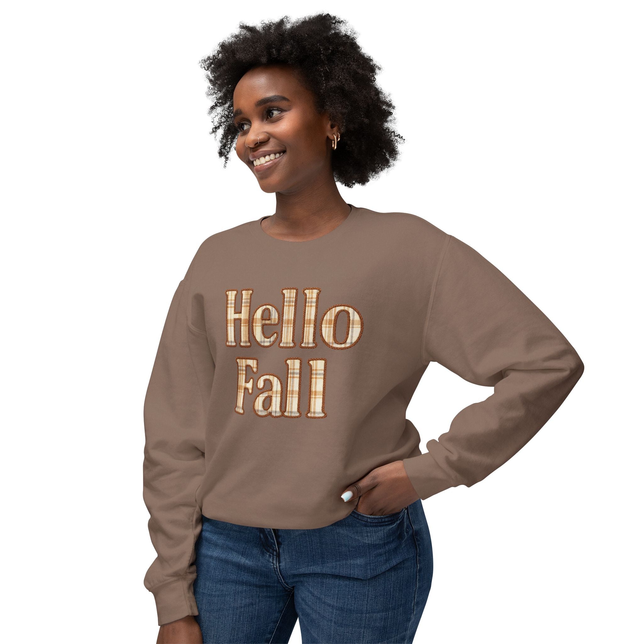 Hello Fall Plaid Design | Faux Embroidery Appliqué Fall Shirt Design